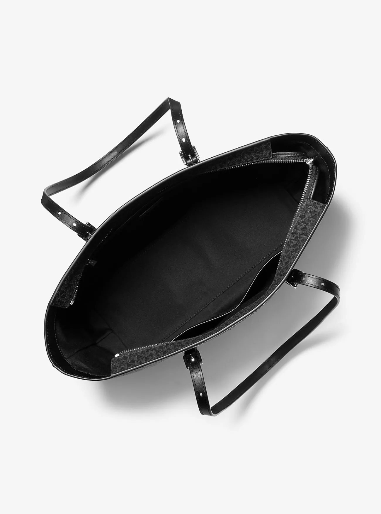 Michael Kors Draagtas Quinn van canvas met kenmerkend logo en leer, groot ZWART Online