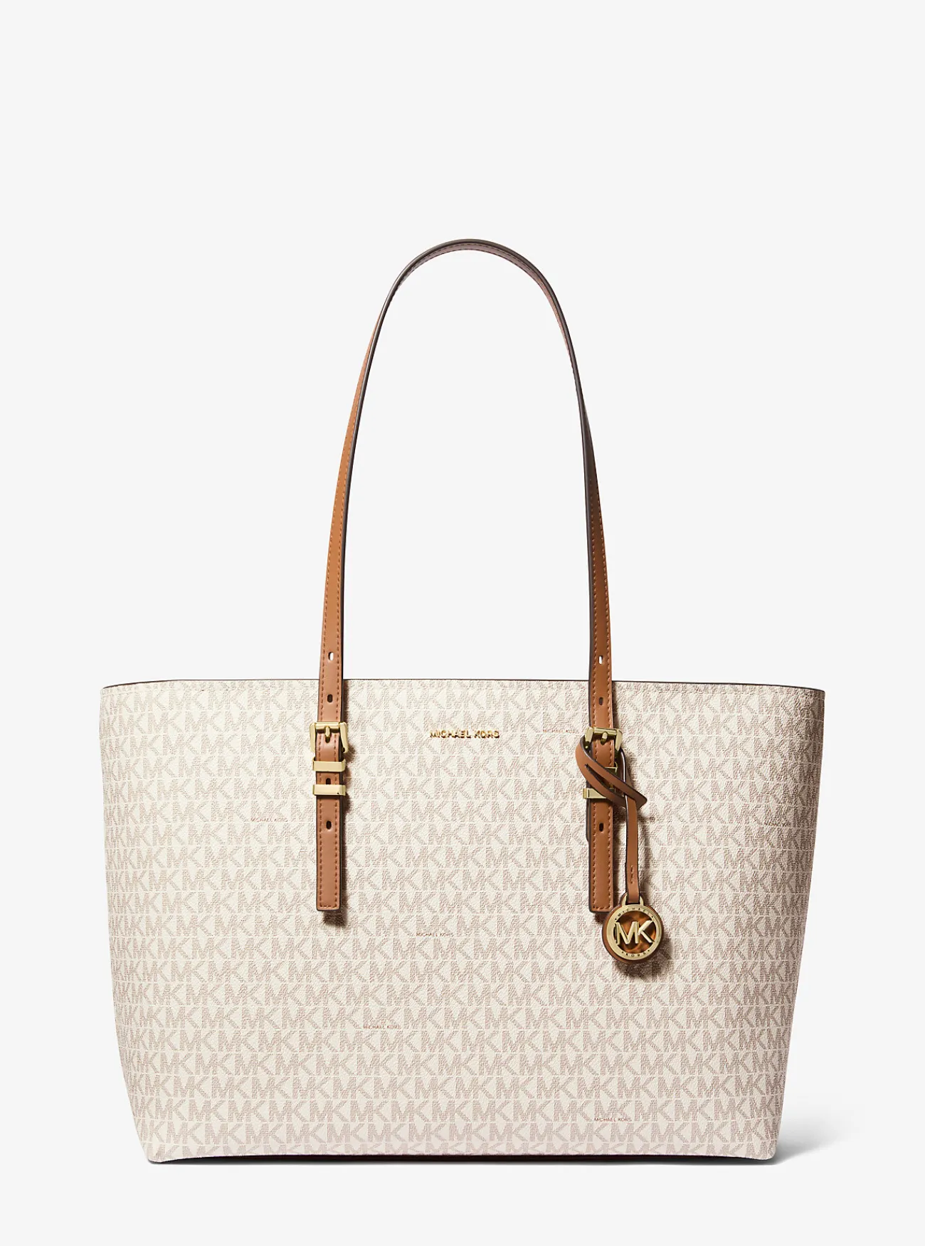 Michael Kors Draagtas Quinn van canvas met kenmerkend logo en leer, groot Hot