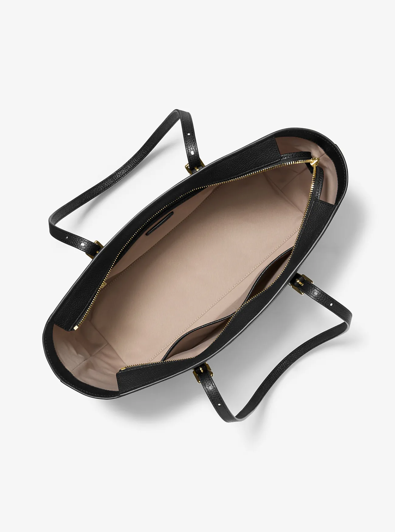 Michael Kors Draagtas Quinn van getrommeld leer, groot ZWART Best