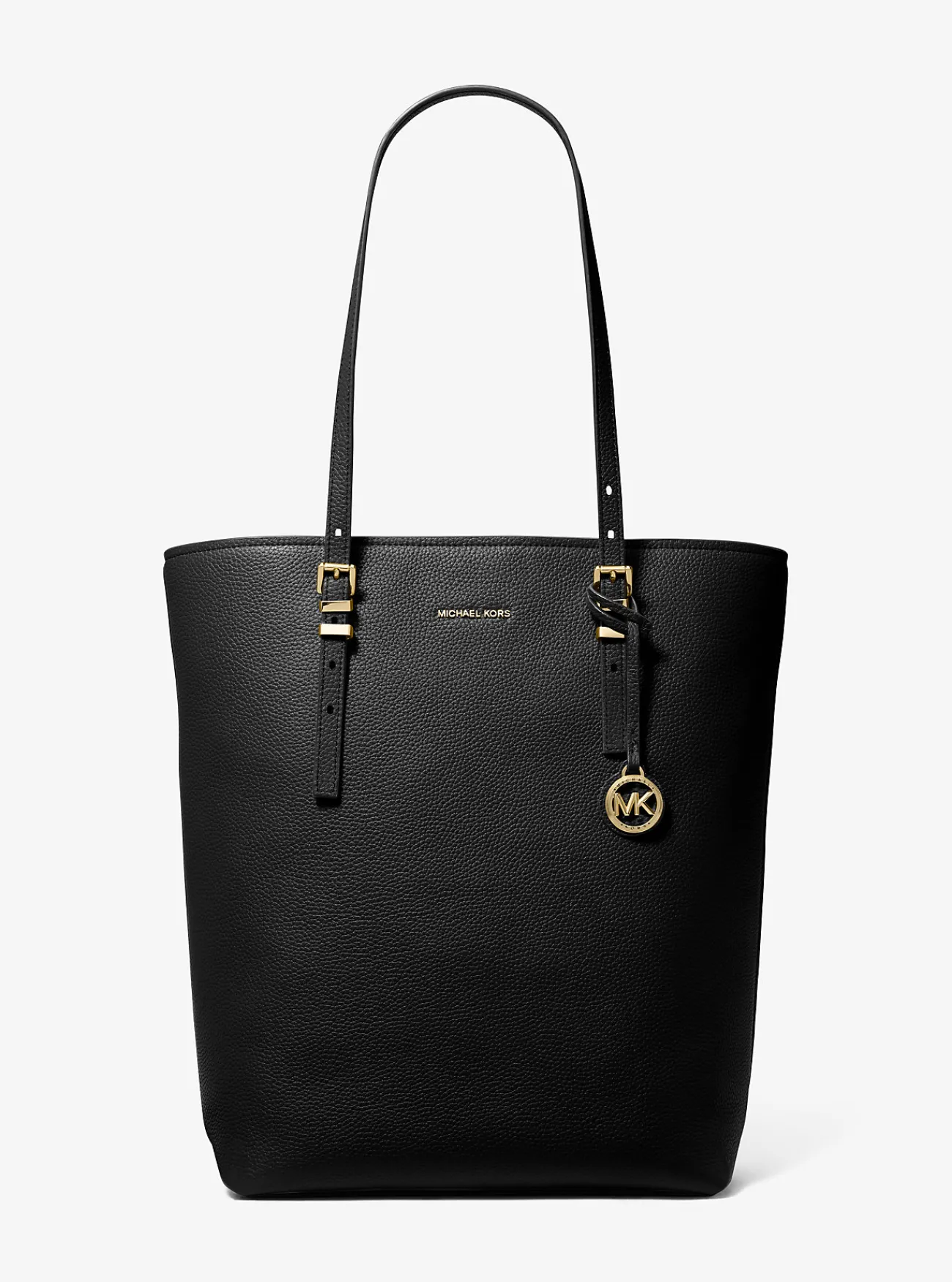 Michael Kors Draagtas Quinn van getrommeld leer, groot ZWART Hot