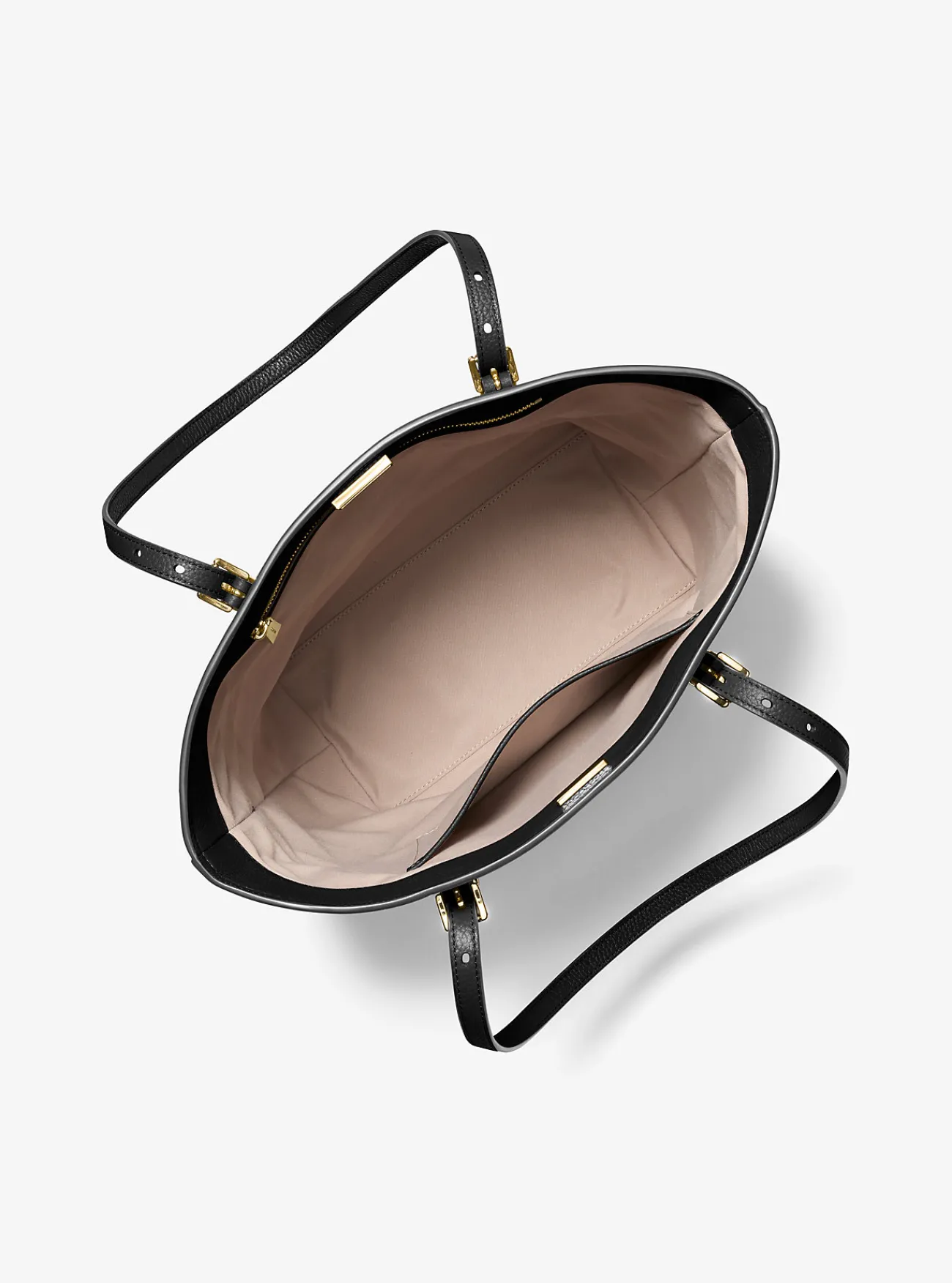 Michael Kors Draagtas Quinn van getrommeld leer, groot ZWART Hot