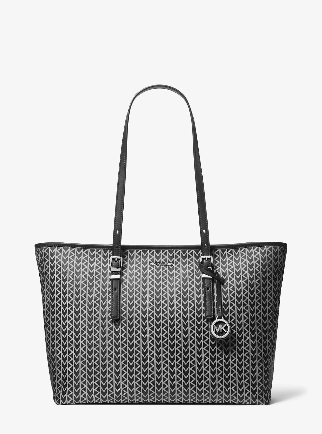 Michael Kors Draagtas Quinn van MK2000-jacquard met logo, groot ZWART Fashion