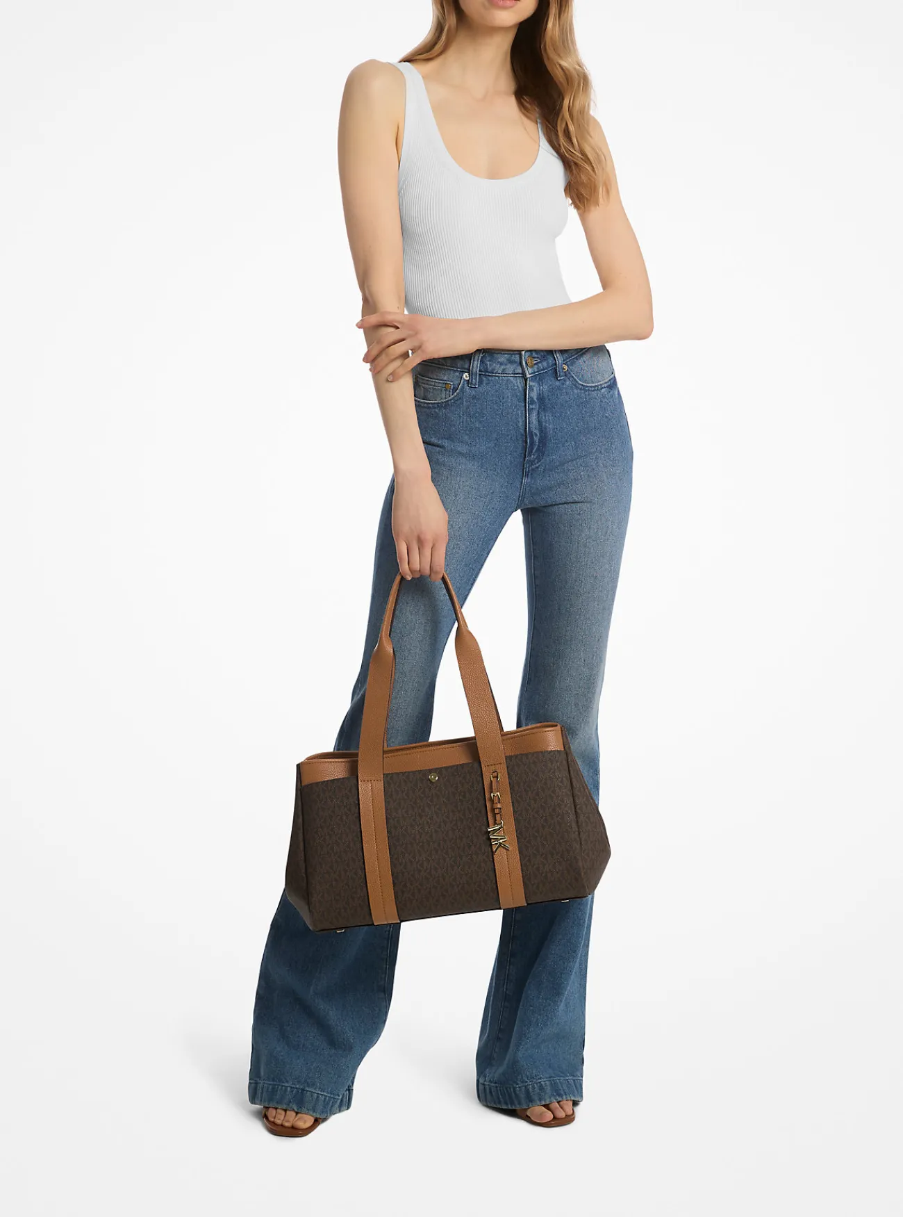 Michael Kors Draagtas Romee van canvas met kenmerkend logo en leer, groot Fashion