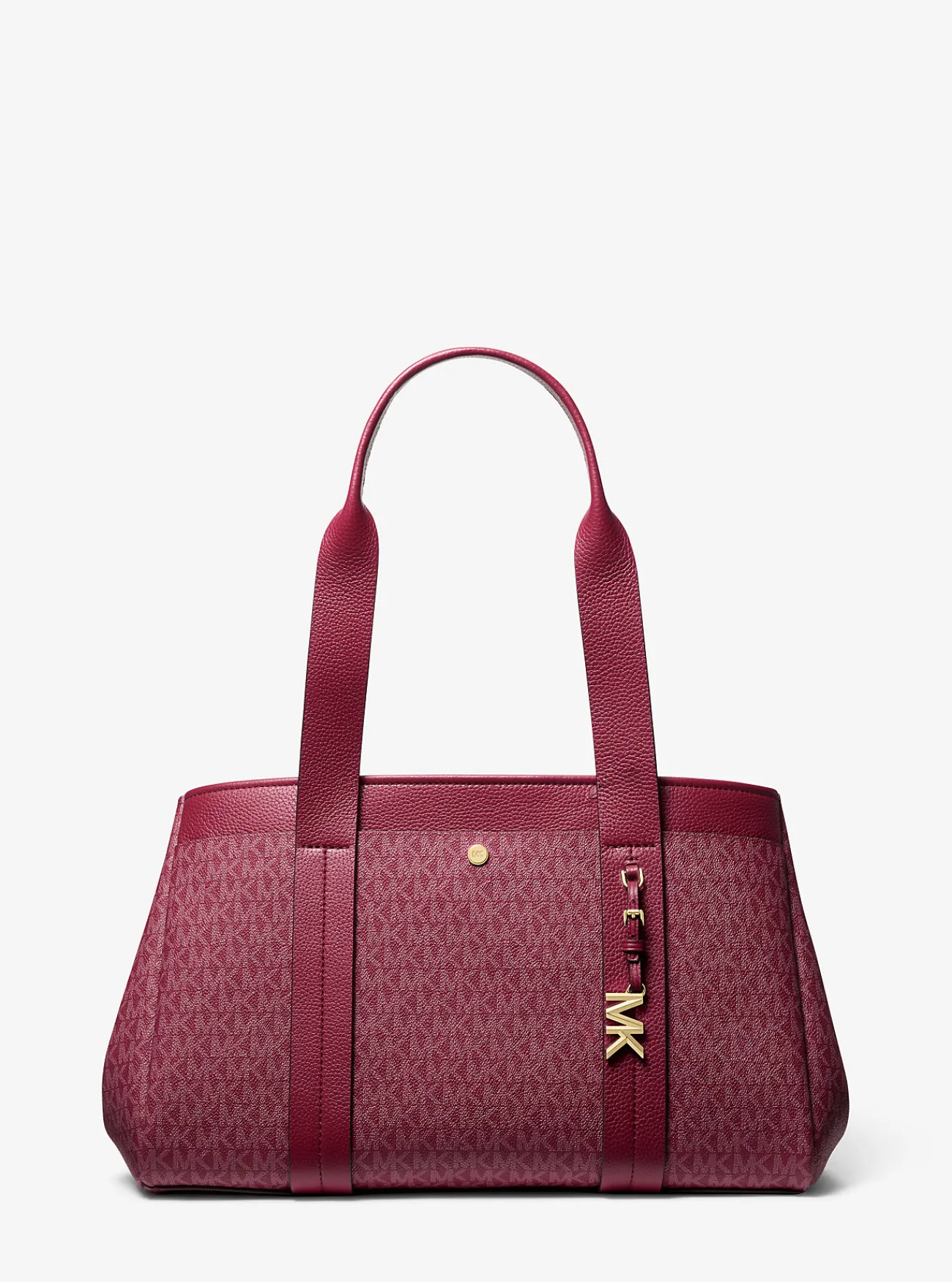 Michael Kors Draagtas Romee van canvas met kenmerkend logo en leer, groot MOERBEI Online