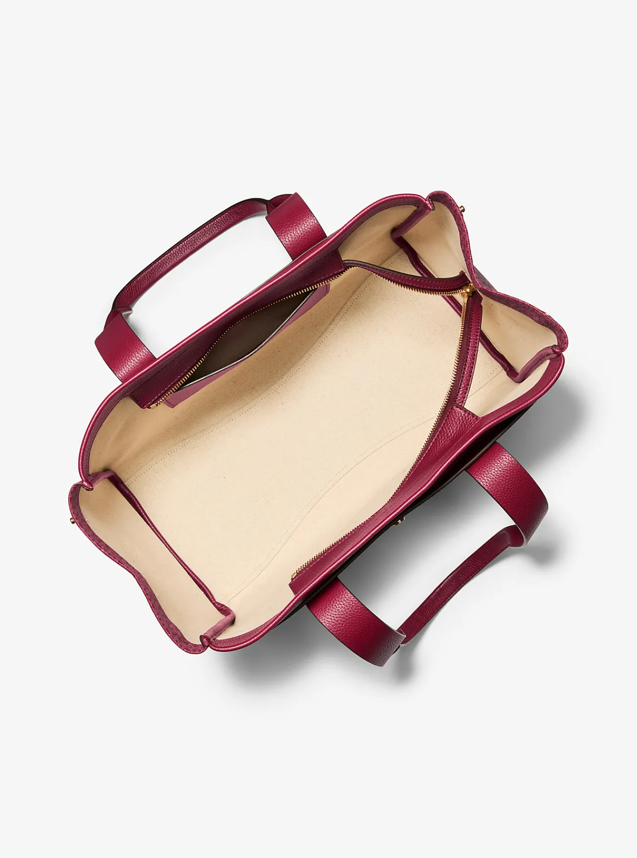 Michael Kors Draagtas Romee van canvas met kenmerkend logo en leer, groot MOERBEI Online
