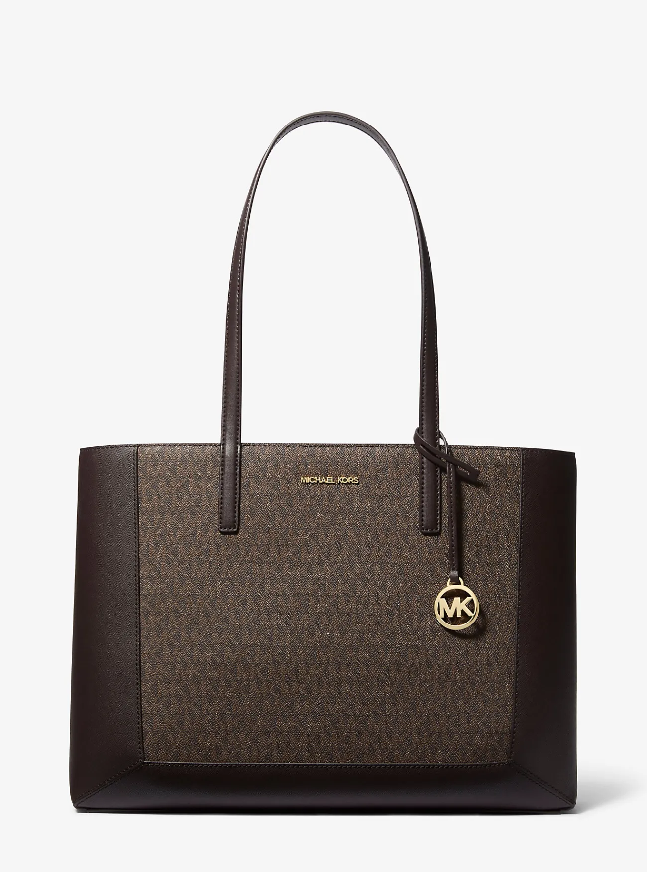 Michael Kors Draagtas Sallie met kenmerkend logo, groot CHOCOLADE Outlet