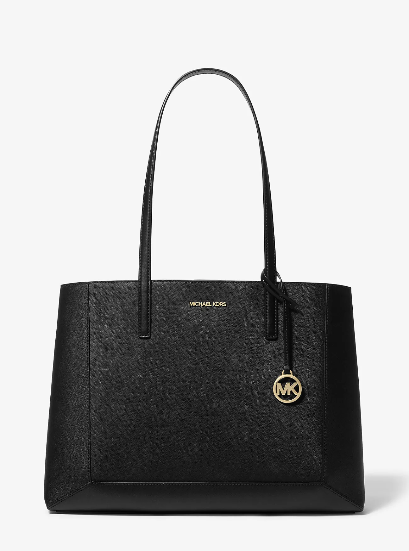 Michael Kors Draagtas Sallie van saffianoleer, groot ZWART Sale