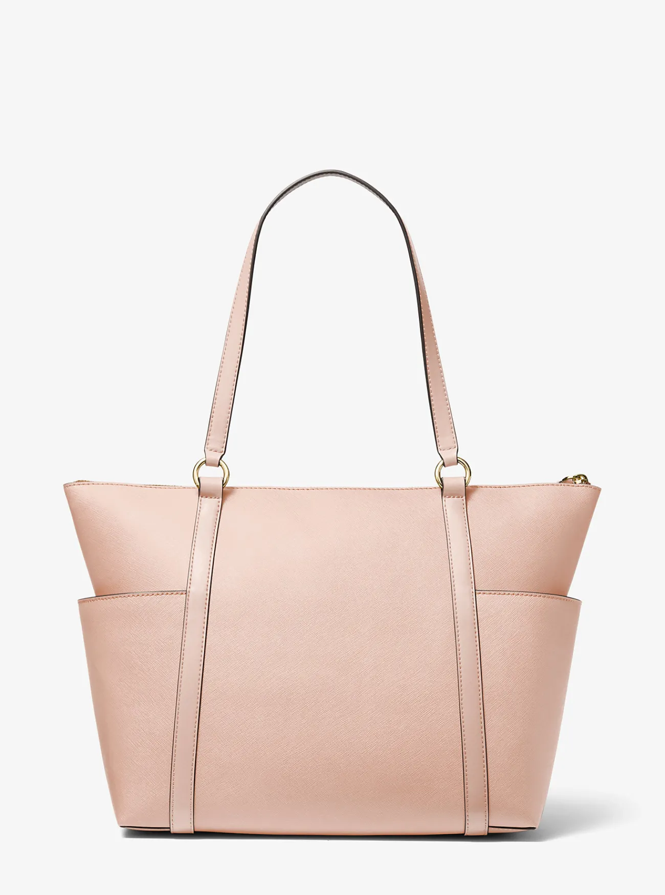 Michael Kors Draagtas Sullivan van saffianoleer met rits aan de bovenkant, groot ZACHTROZE Clearance