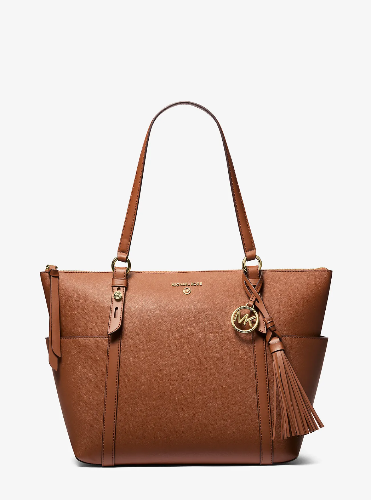 Michael Kors Draagtas Sullivan van saffianoleer met rits aan de bovenkant, groot LUGGAGE Best