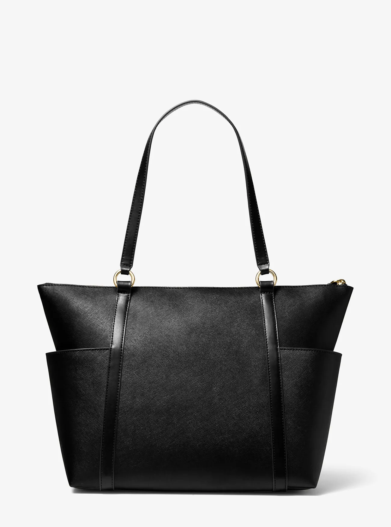 Michael Kors Draagtas Sullivan van saffianoleer met rits aan de bovenkant, groot ZWART Discount