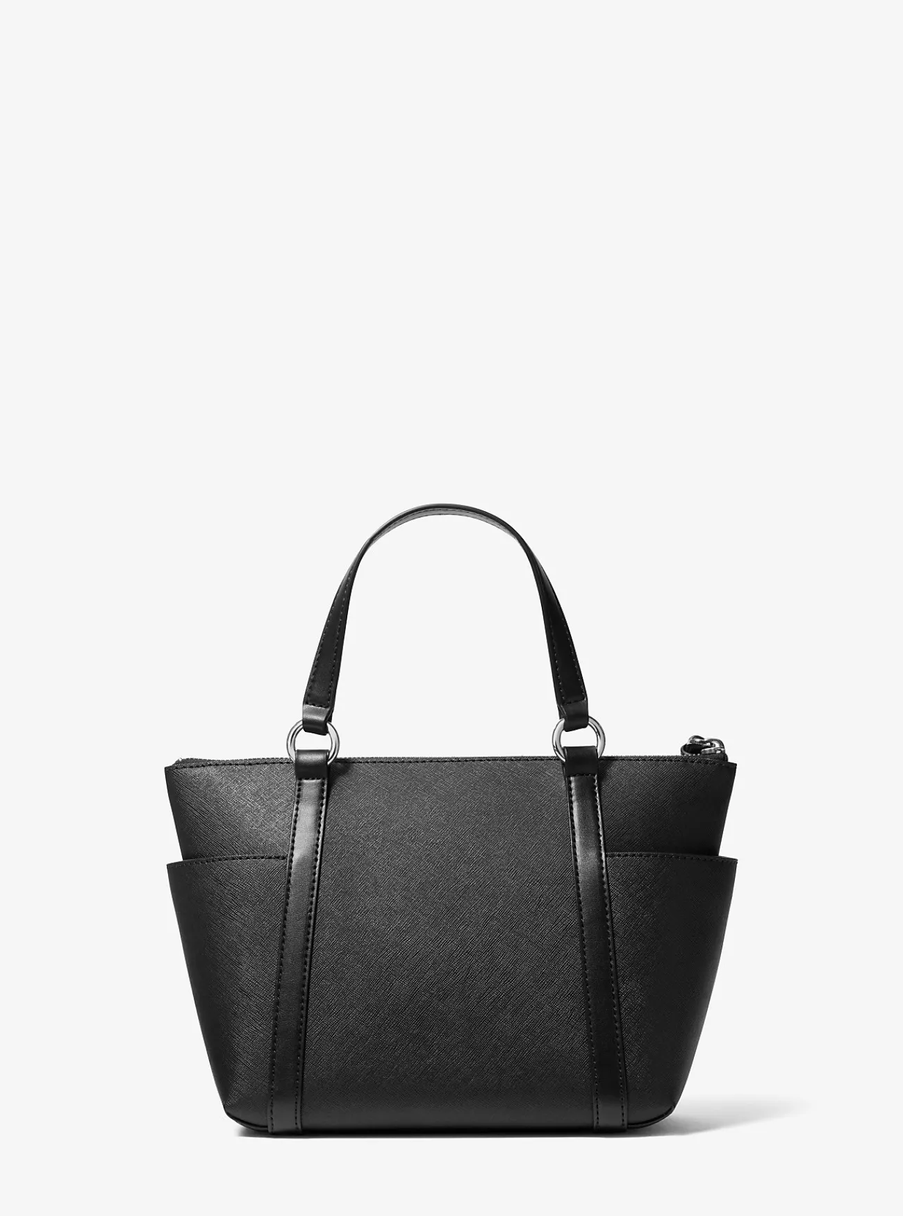 Michael Kors Draagtas Sullivan van saffianoleer met rits aan de bovenkant, klein ZWART Discount