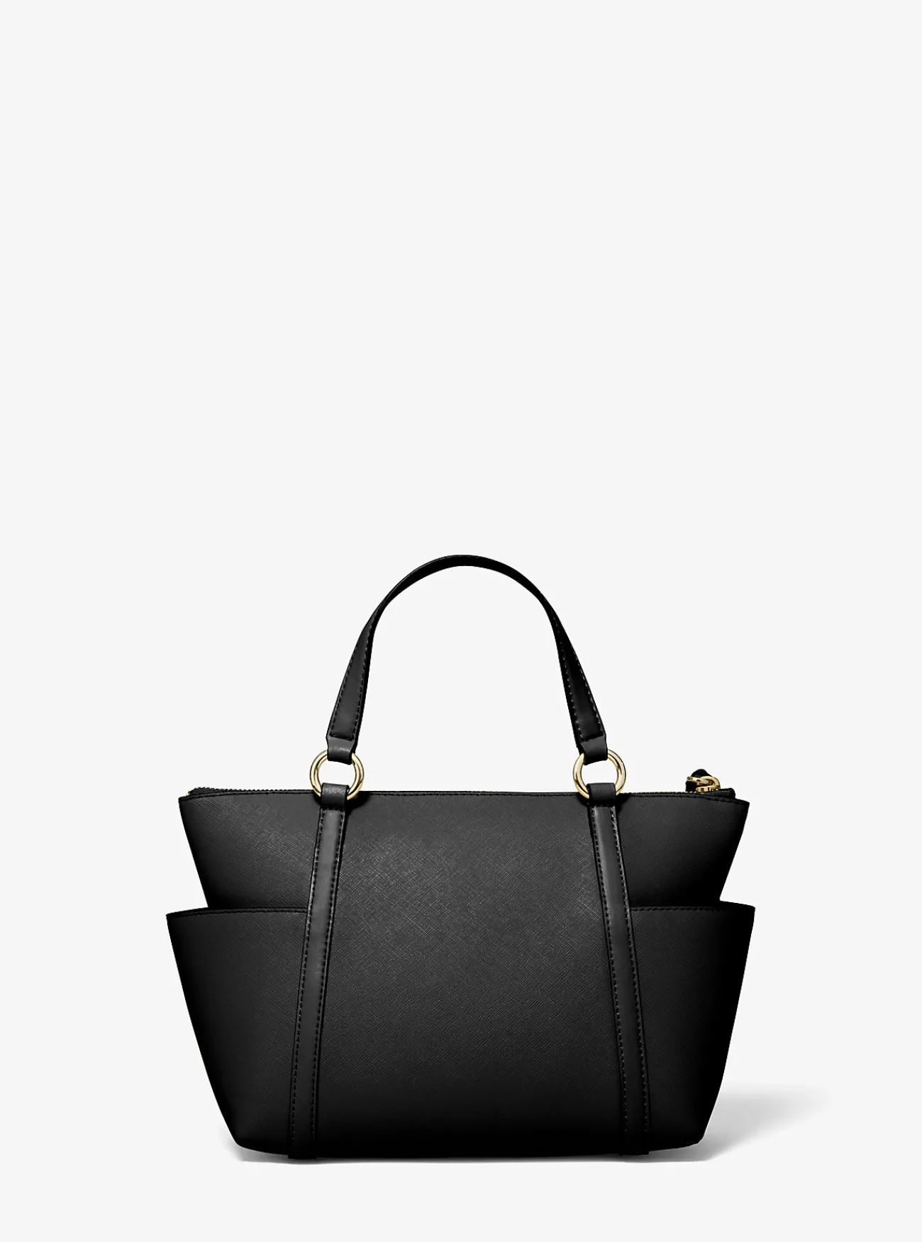 Michael Kors Draagtas Sullivan van saffianoleer met rits aan de bovenkant, klein ZWART Discount