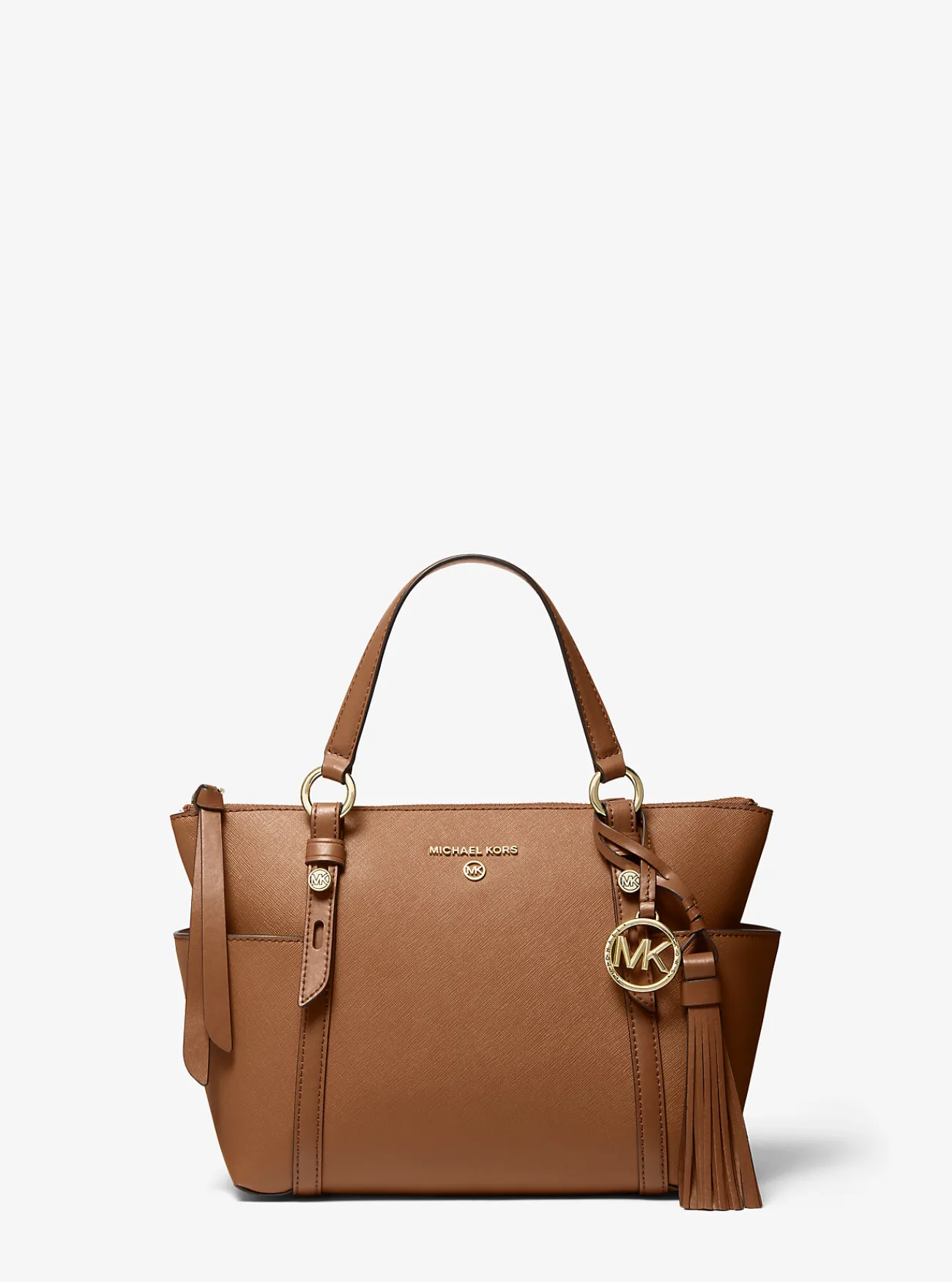 Michael Kors Draagtas Sullivan van saffianoleer met rits aan de bovenkant, klein LUGGAGE Discount