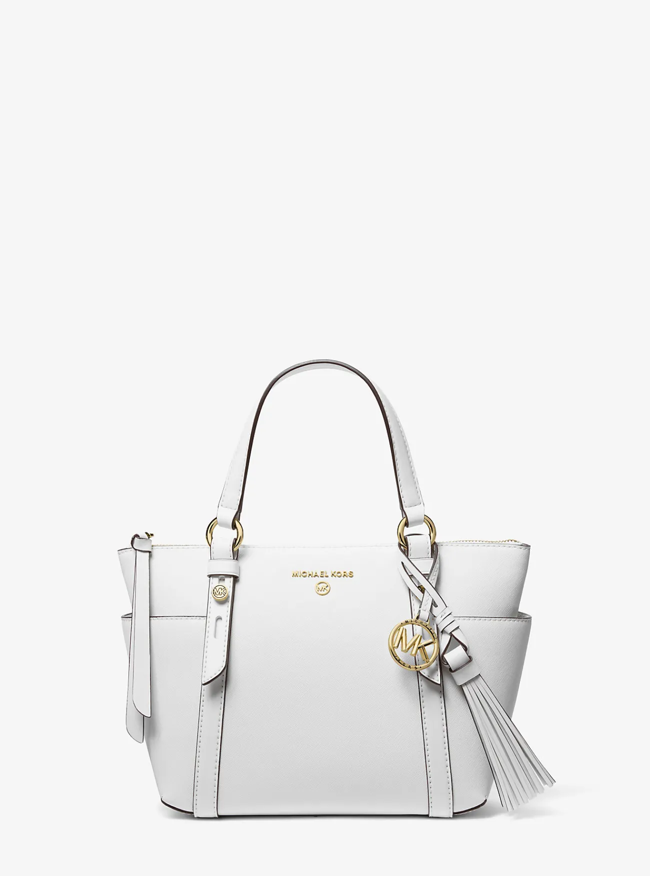 Michael Kors Draagtas Sullivan van saffianoleer met rits aan de bovenkant, klein OPTISCHWIT Fashion
