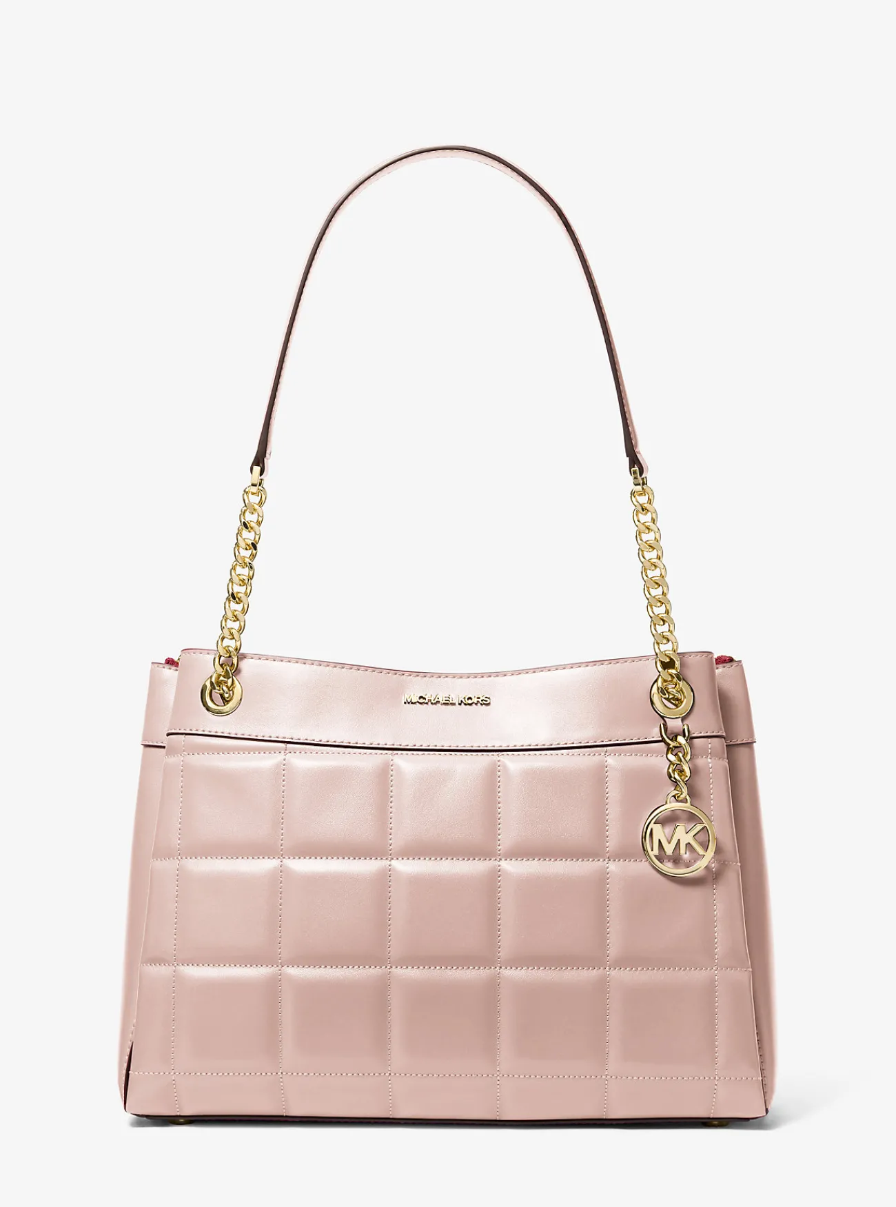Michael Kors Draagtas Susan van doorgestikt leer, middelgroot ZACHTROZE Best