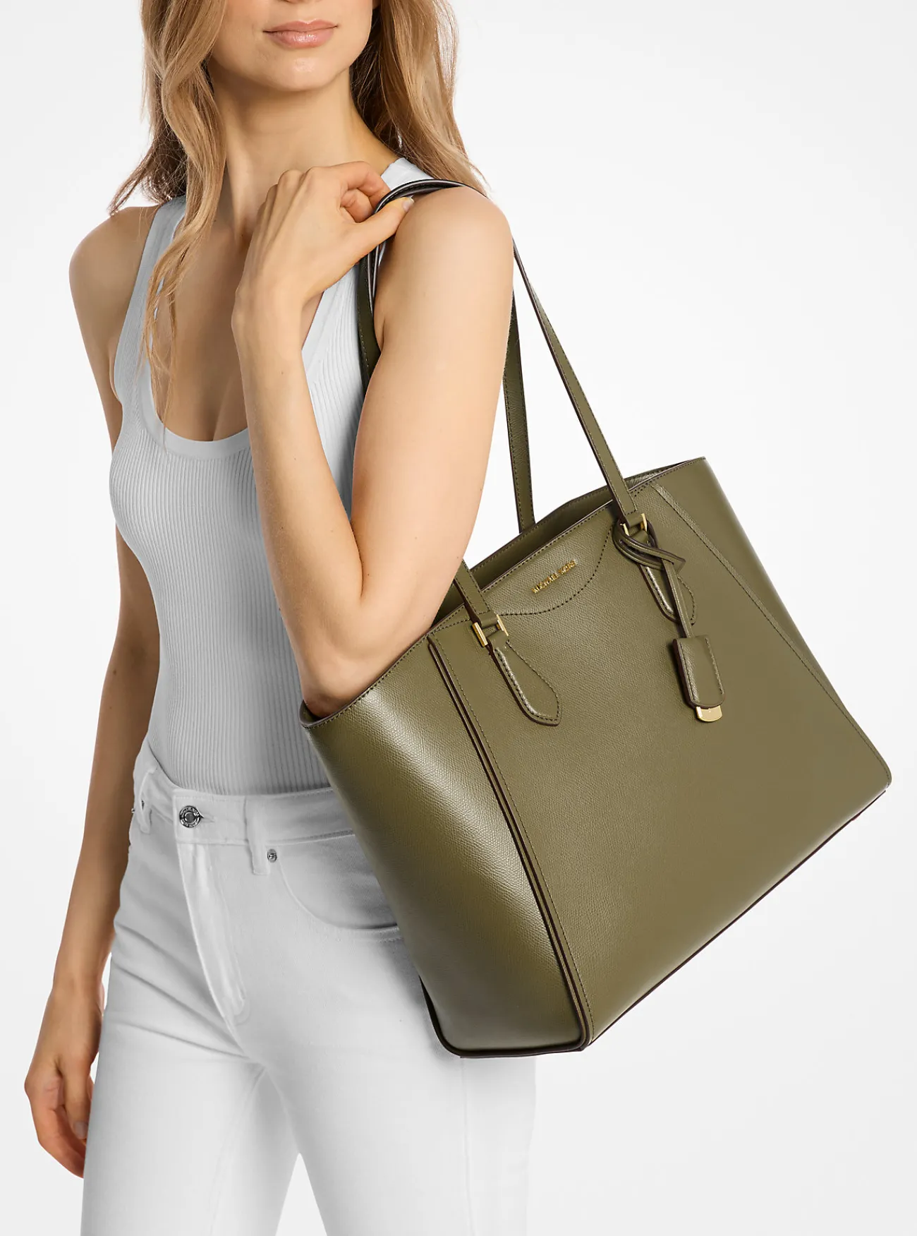 Michael Kors Draagtas Taryn van leer, groot SAFARIGROEN Fashion