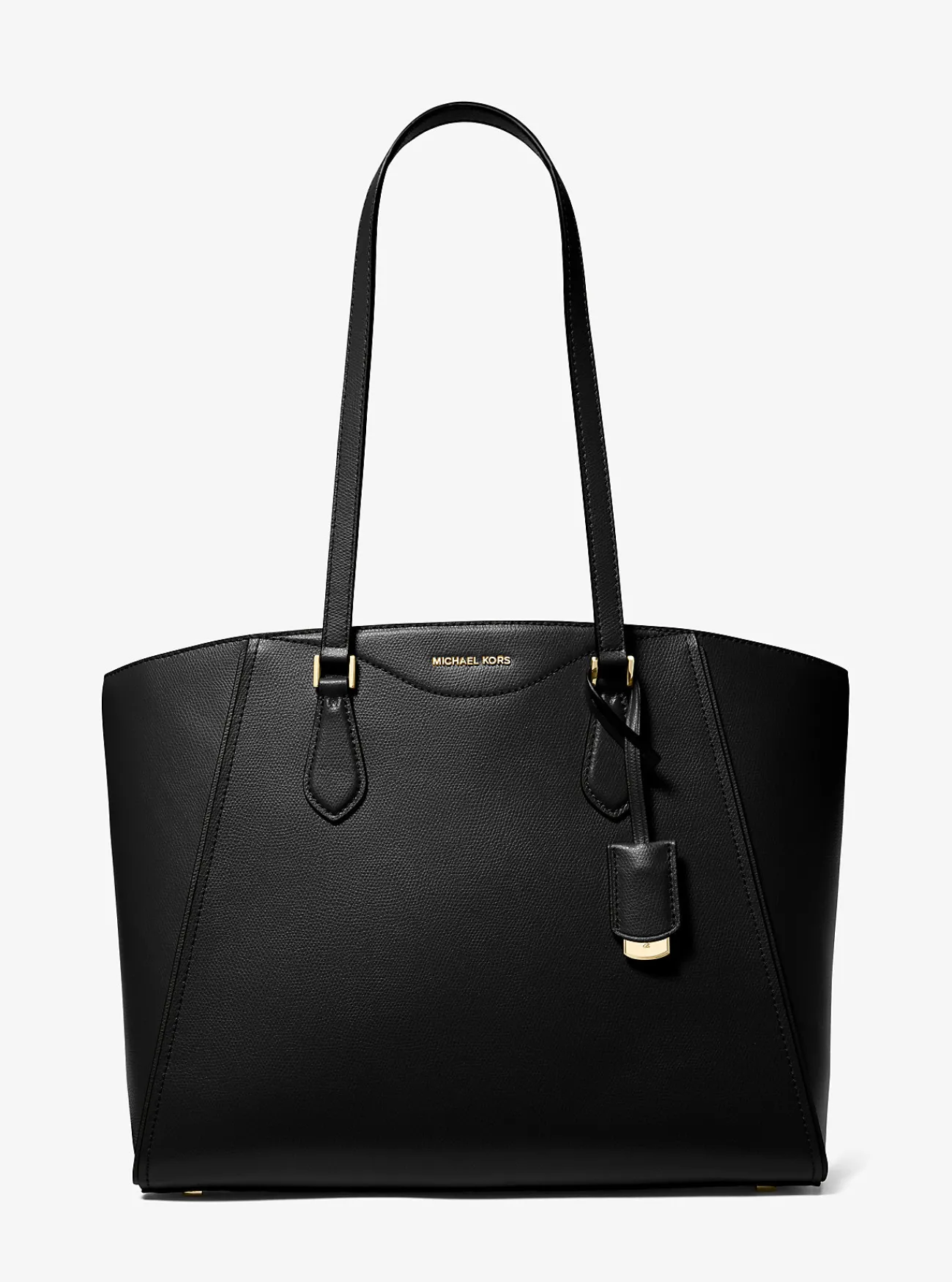 Michael Kors Draagtas Taryn van leer, groot ZWART Outlet