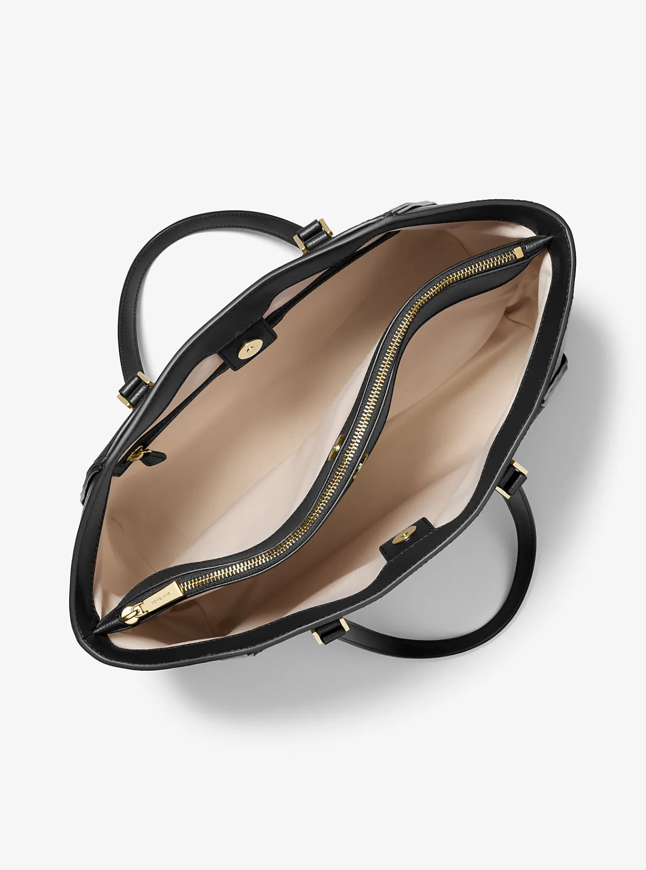 Michael Kors Draagtas Taryn van leer, groot ZWART Outlet
