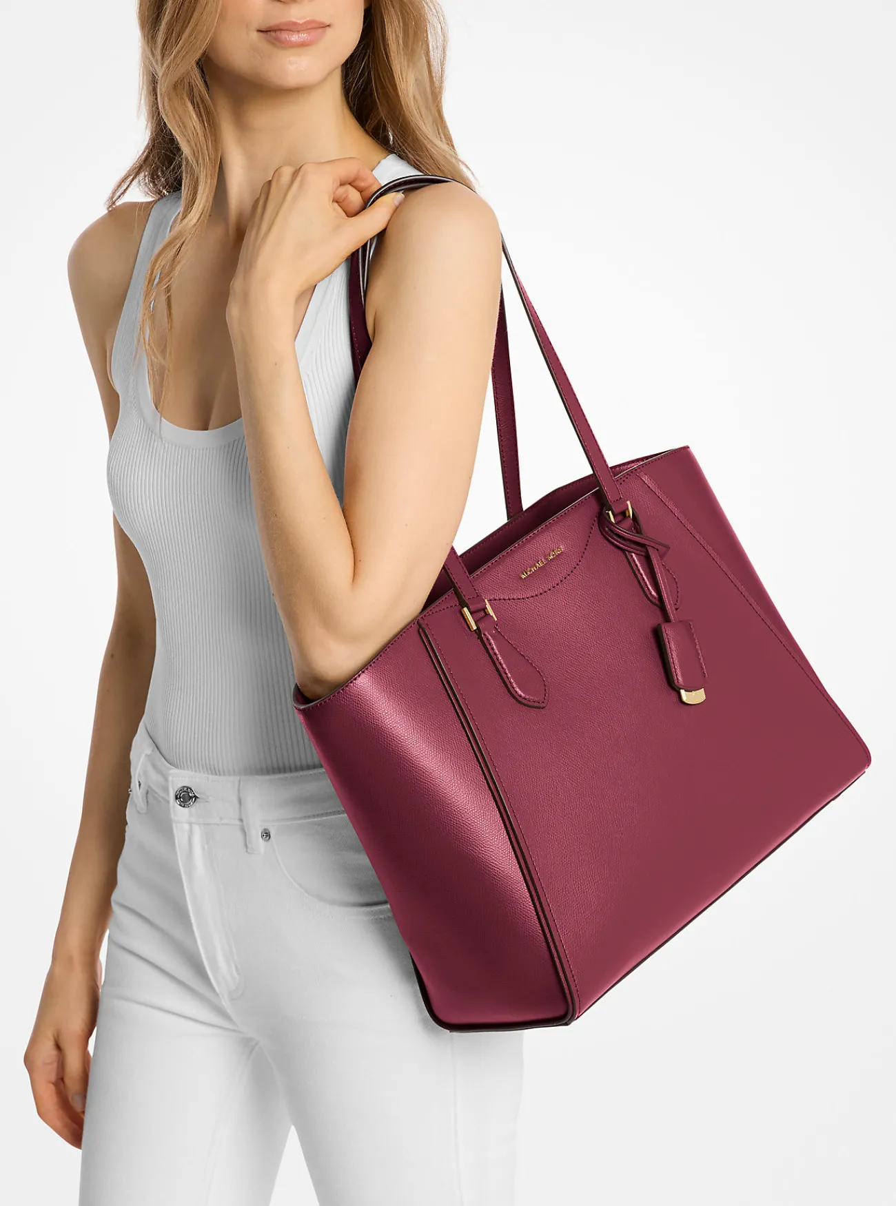 Michael Kors Draagtas Taryn van leer, groot Hot