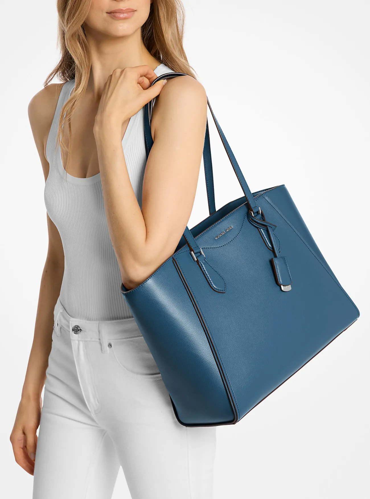 Michael Kors Draagtas Taryn van leer, groot DONKERCHAMBRAY New