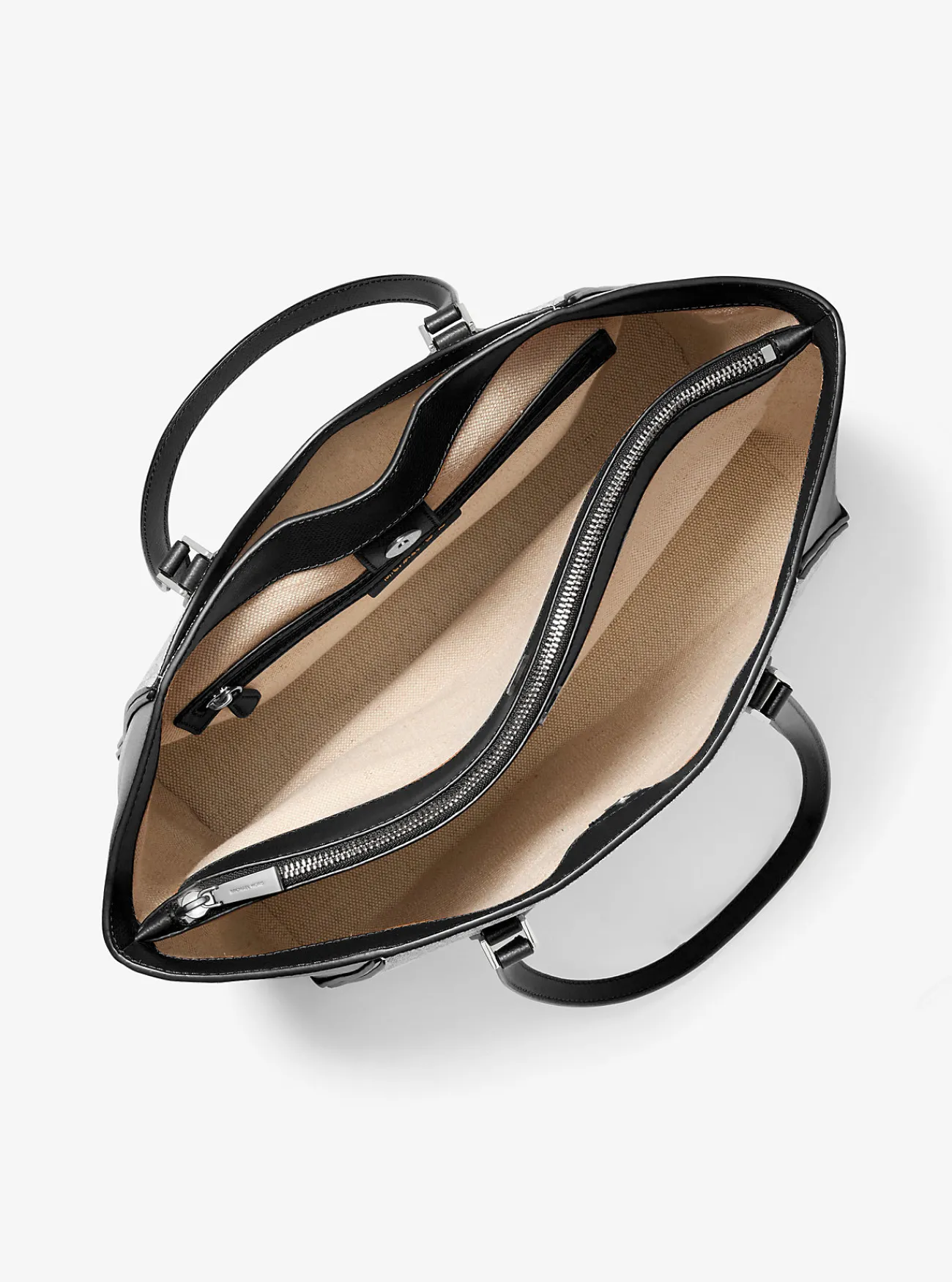 Michael Kors Draagtas Taryn van leer, groot ZWART Outlet