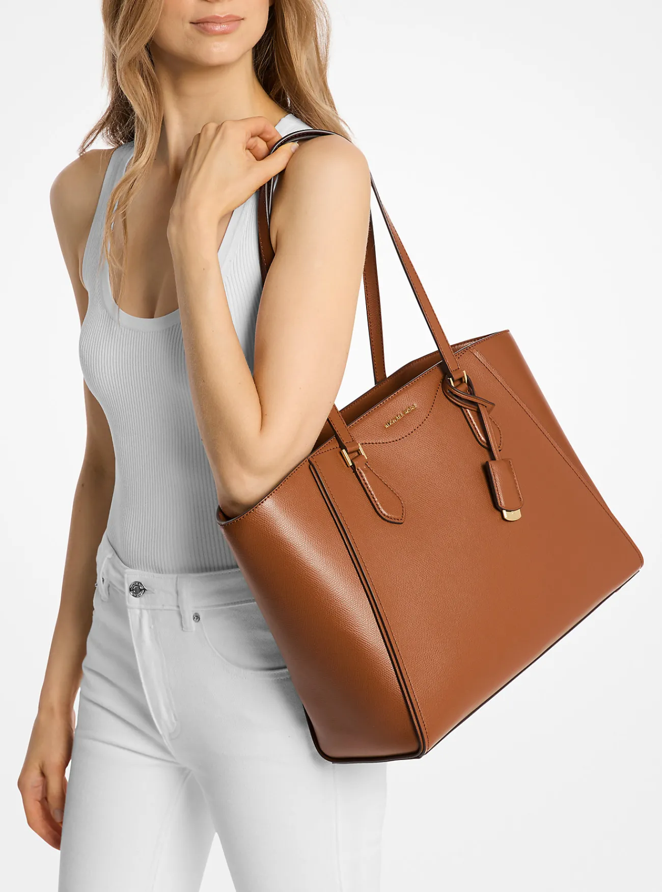 Michael Kors Draagtas Taryn van leer, groot LUGGAGE Best