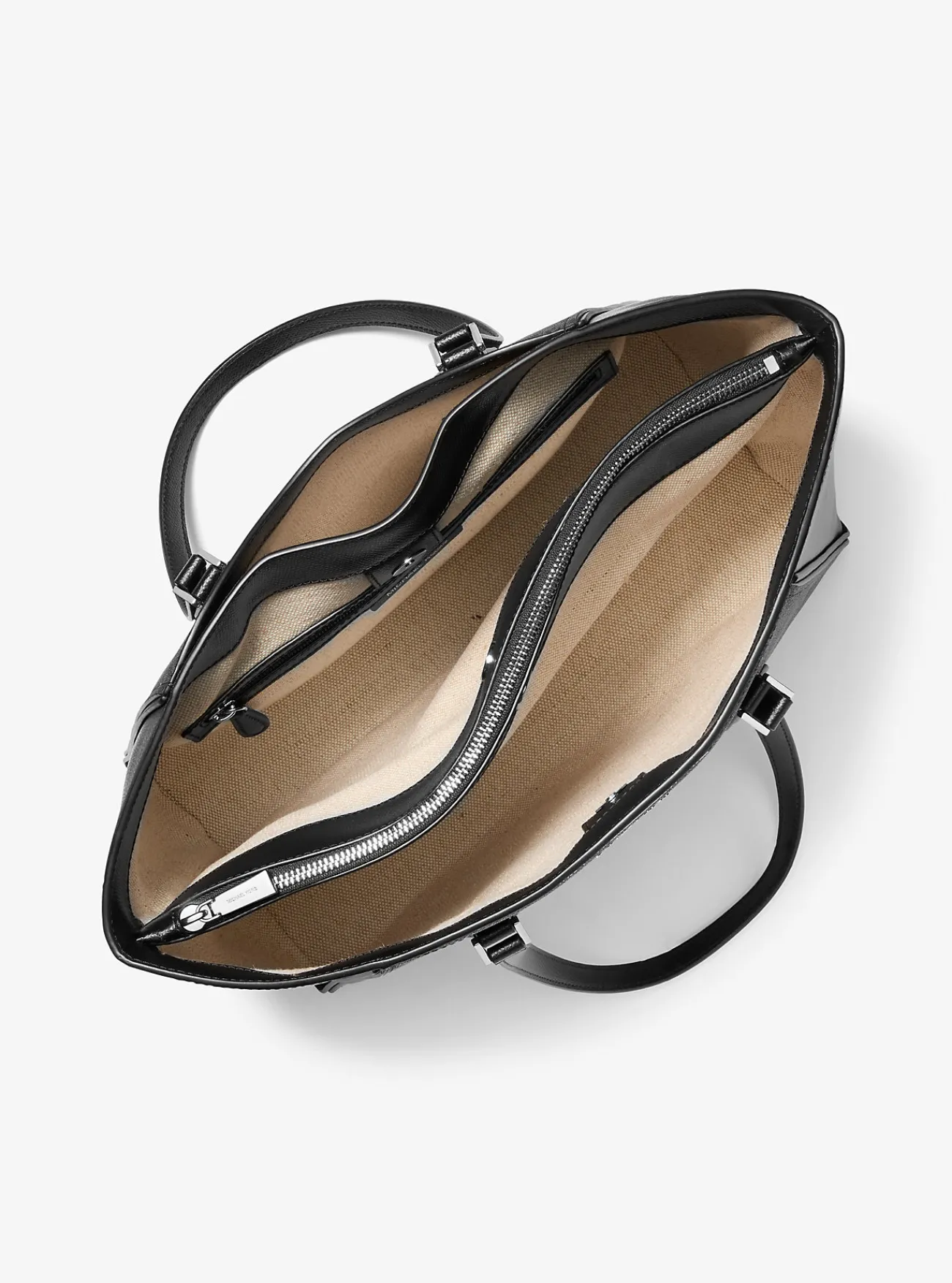 Michael Kors Draagtas Taryn van leer met kenmerkend logo, groot ZWART Sale
