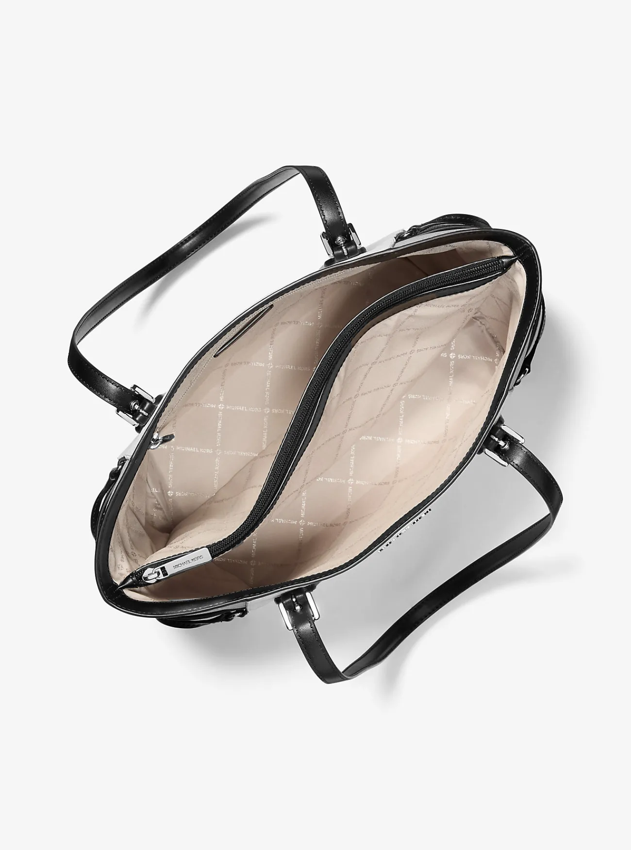 Michael Kors Draagtas Voyager met kleurvlakken en kenmerkend logo, groot OPTISCHWITMULTI Fashion