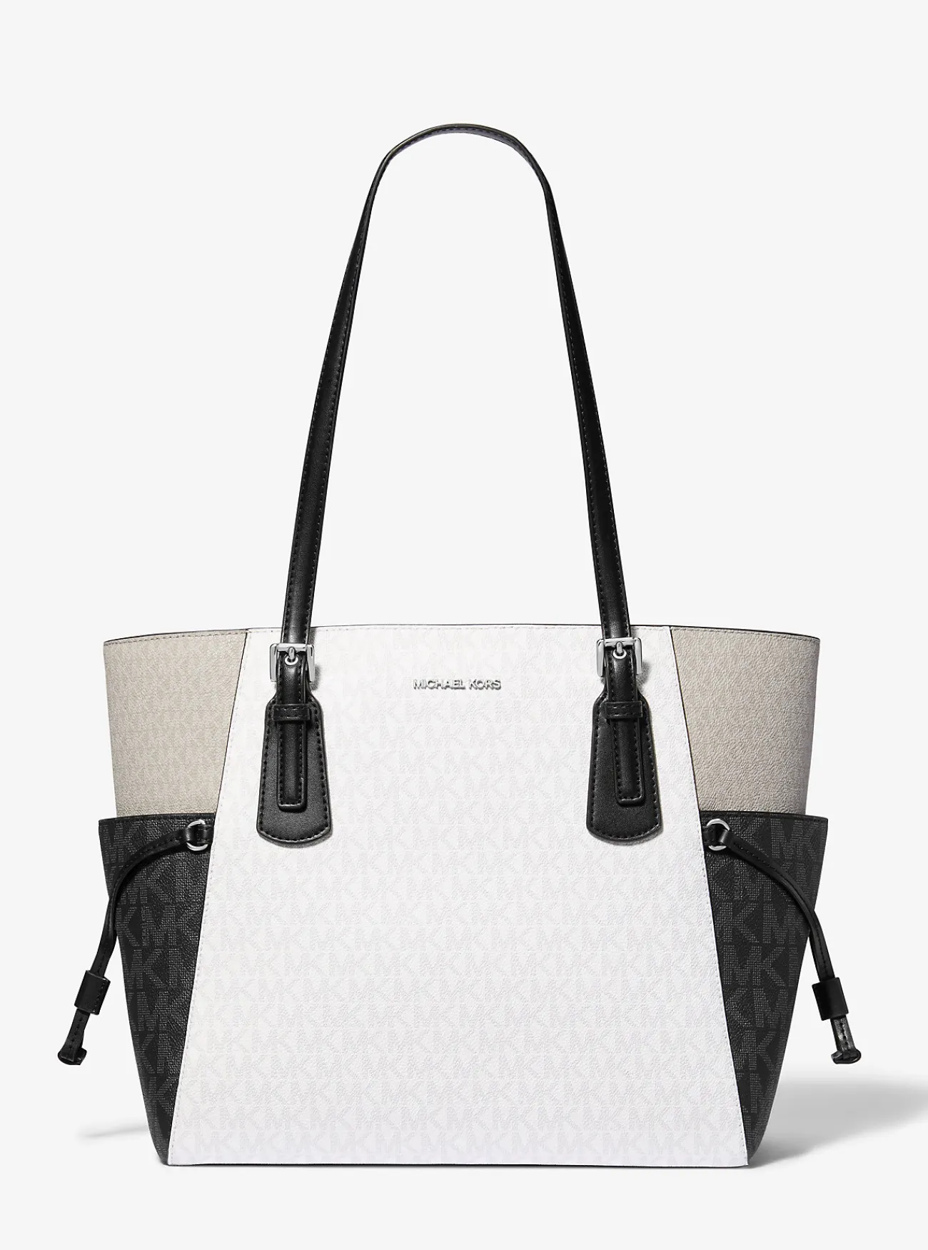 Michael Kors Draagtas Voyager met kleurvlakken en kenmerkend logo, groot OPTISCHWITMULTI Fashion