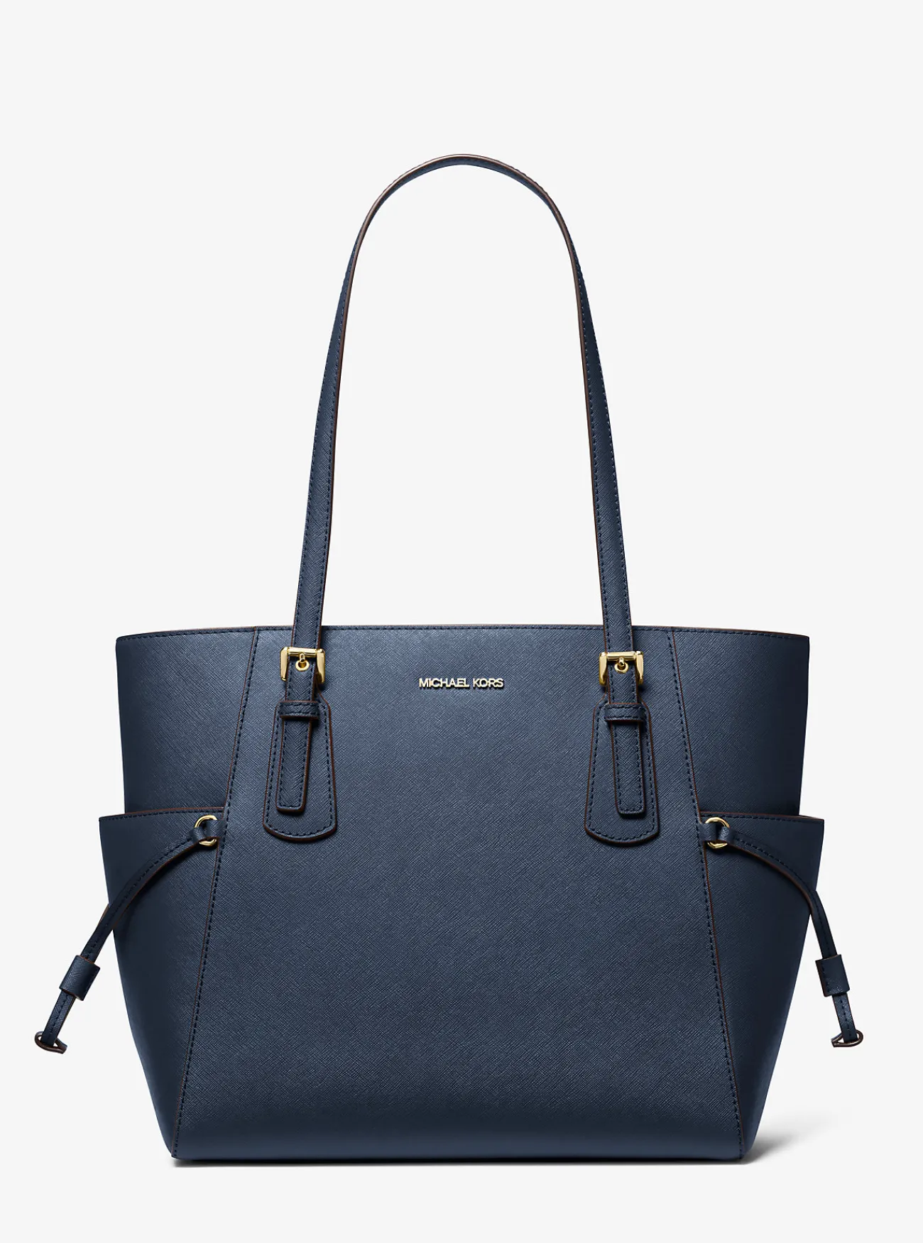 Michael Kors Draagtas Voyager van saffianoleer, groot MARINEBLAUW Sale