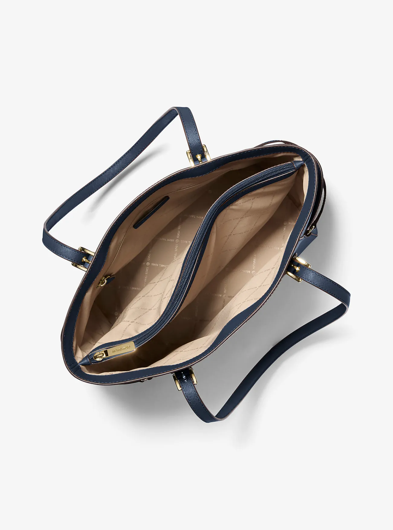 Michael Kors Draagtas Voyager van saffianoleer, groot MARINEBLAUW Sale
