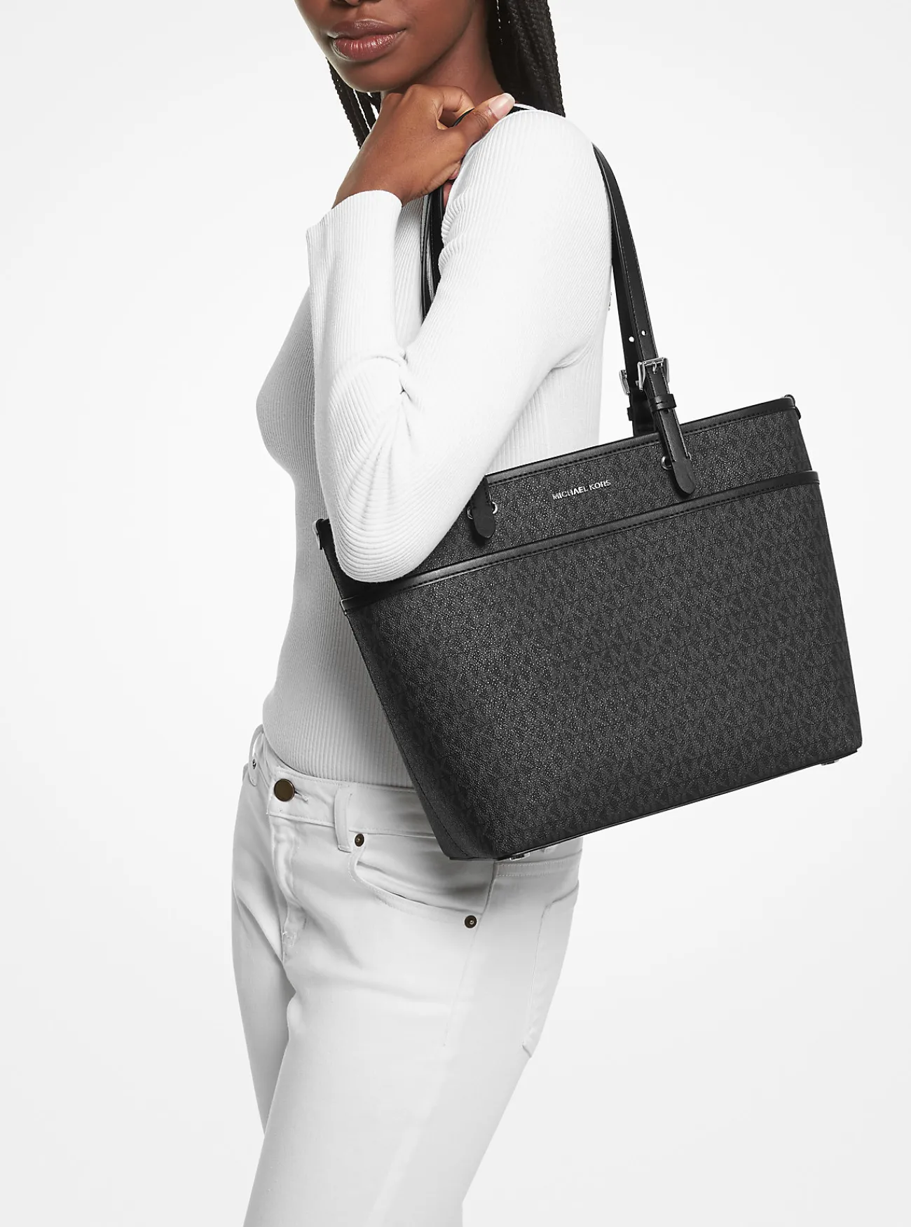 Michael Kors Draagtas Winston met kenmerkend logo en vak, middelgroot ZWART New