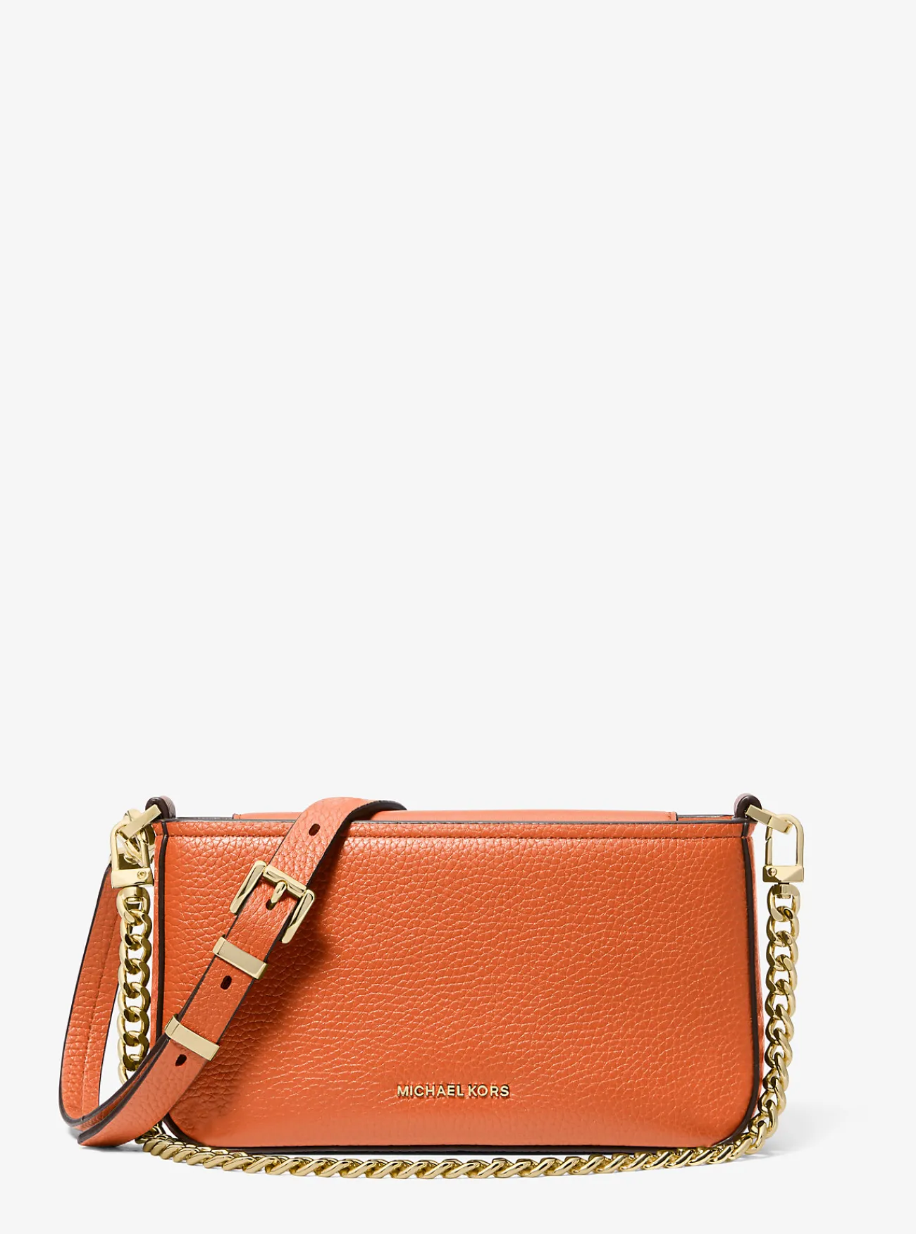 Michael Kors Enveloptas Bryant van getrommeld leer, aanpasbaar en klein ORANJEPUNCH New