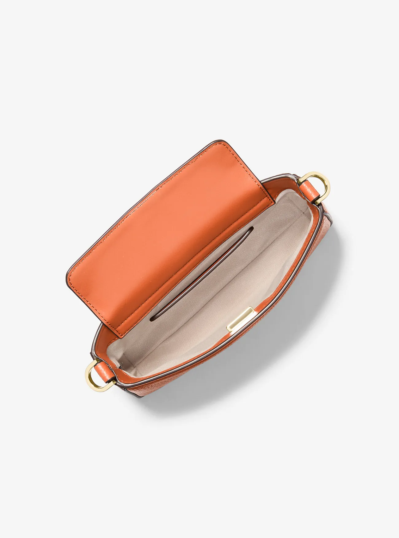 Michael Kors Enveloptas Bryant van getrommeld leer, aanpasbaar en klein ORANJEPUNCH New