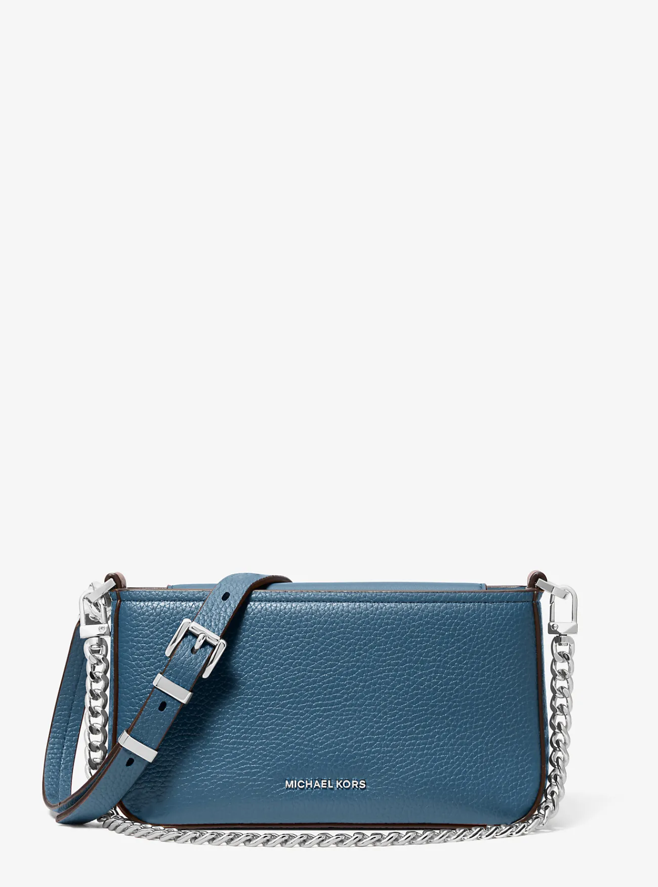 Michael Kors Enveloptas Bryant van getrommeld leer, aanpasbaar en klein DONKERCHAMBRAY Outlet