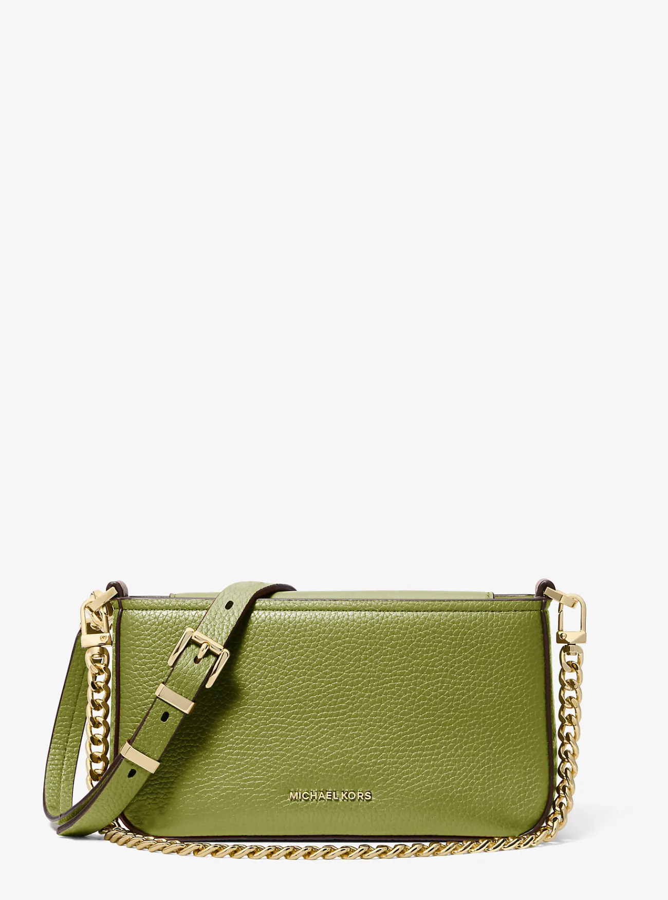 Michael Kors Enveloptas Bryant van getrommeld leer, aanpasbaar en klein WEIDEGROEN Clearance