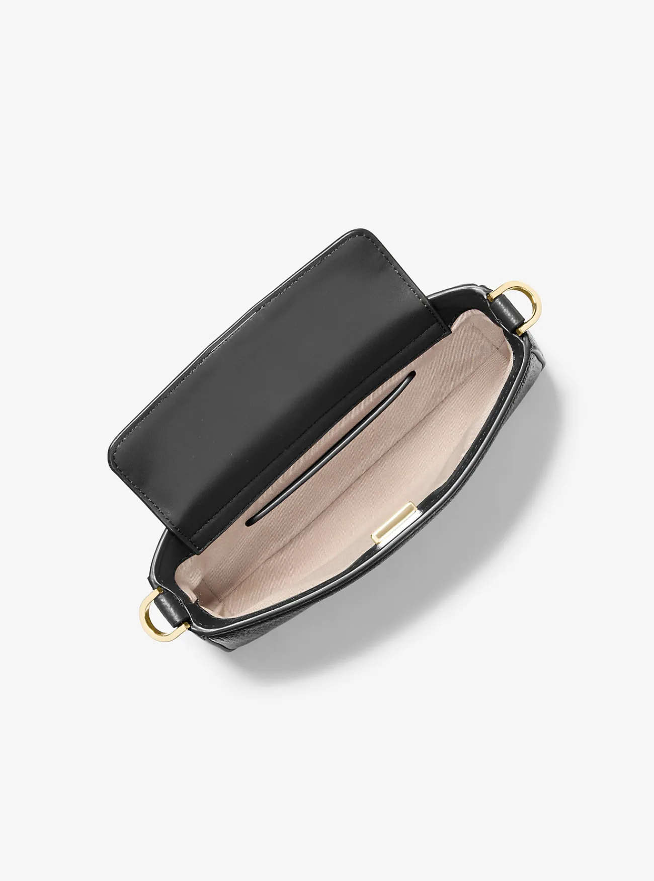 Michael Kors Enveloptas Bryant van getrommeld leer, aanpasbaar en klein ZWART Outlet
