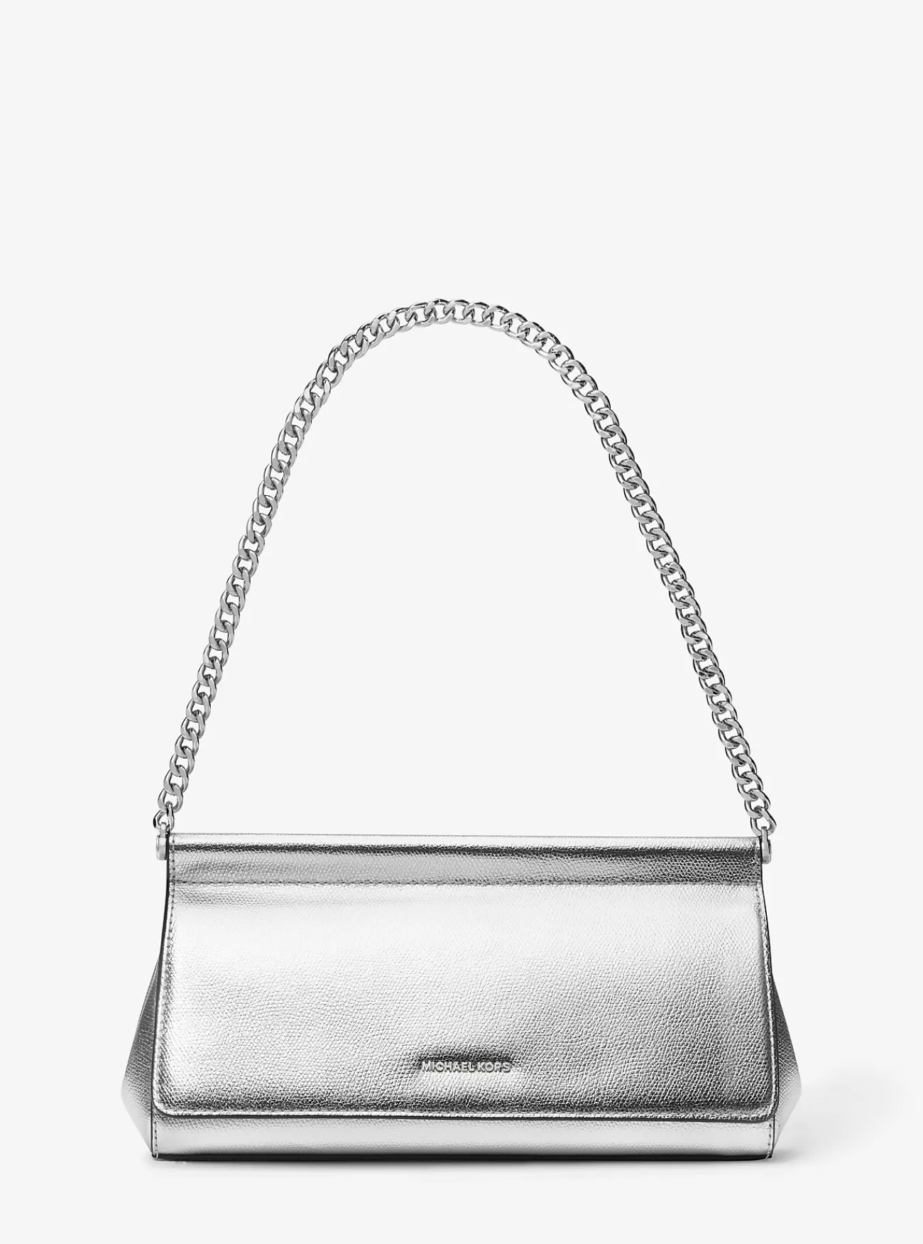 Michael Kors Enveloptas Carmine van metallic getrommeld leer, middelgroot ZILVER Outlet