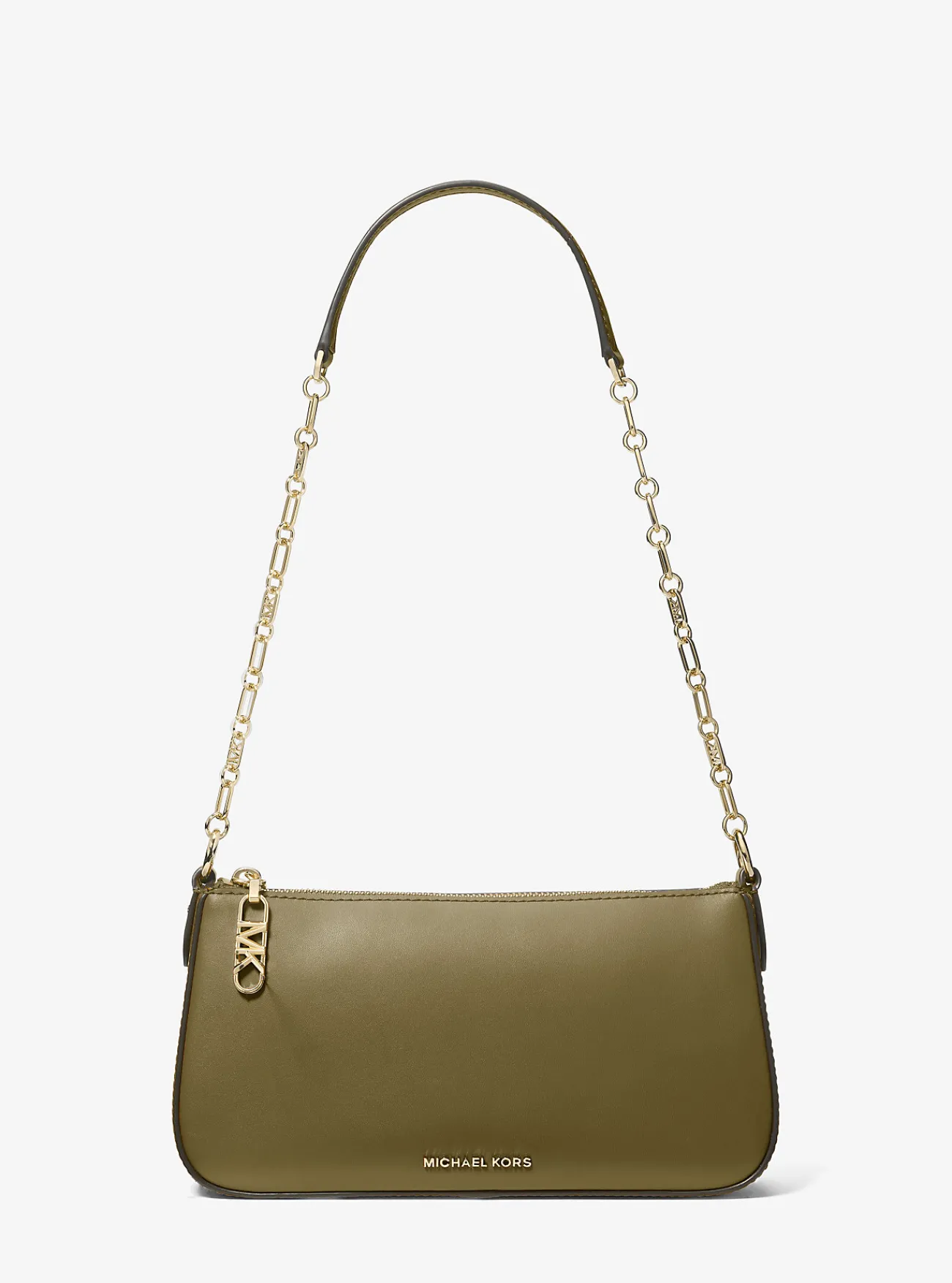 Michael Kors Enveloptas Empire van leer met schakels, middelgroot SAFARIGROEN New