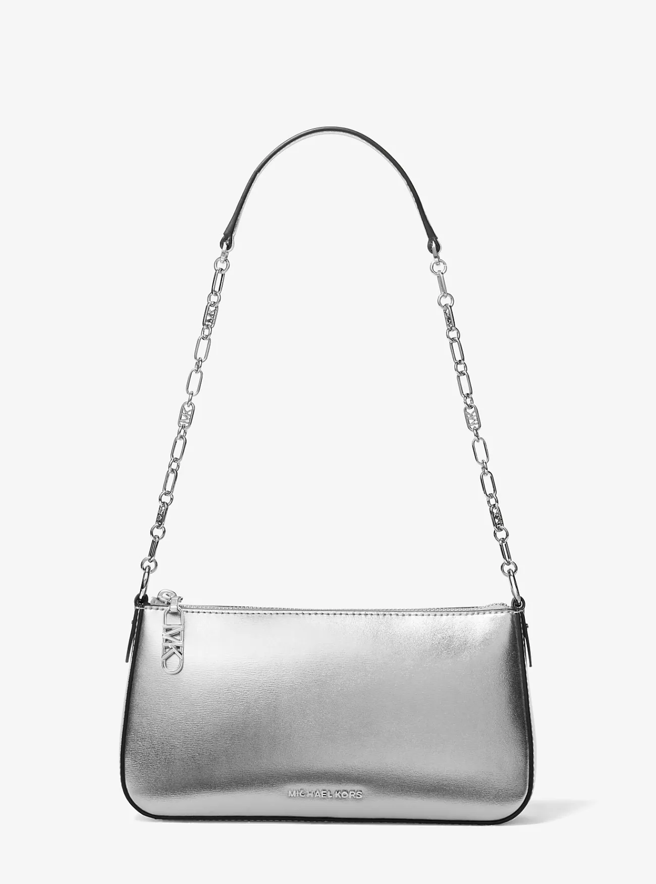 Michael Kors Enveloptas Empire van metallic leer, middelgroot ZILVER Fashion
