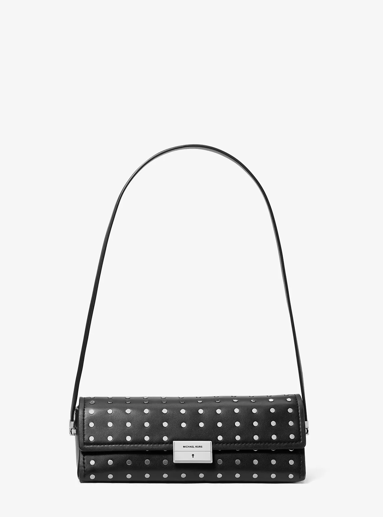Michael Kors Enveloptas Ludlow van leer met studs, aanpasbaar en klein ZWART Sale