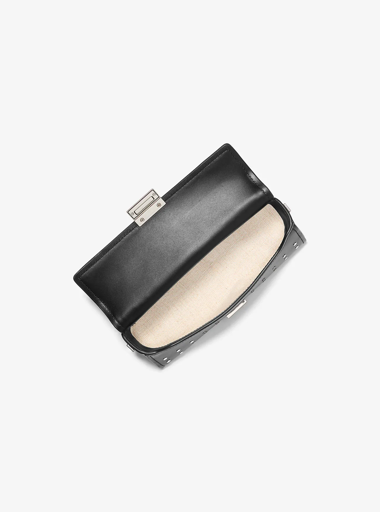 Michael Kors Enveloptas Ludlow van leer met studs, aanpasbaar en klein ZWART Sale