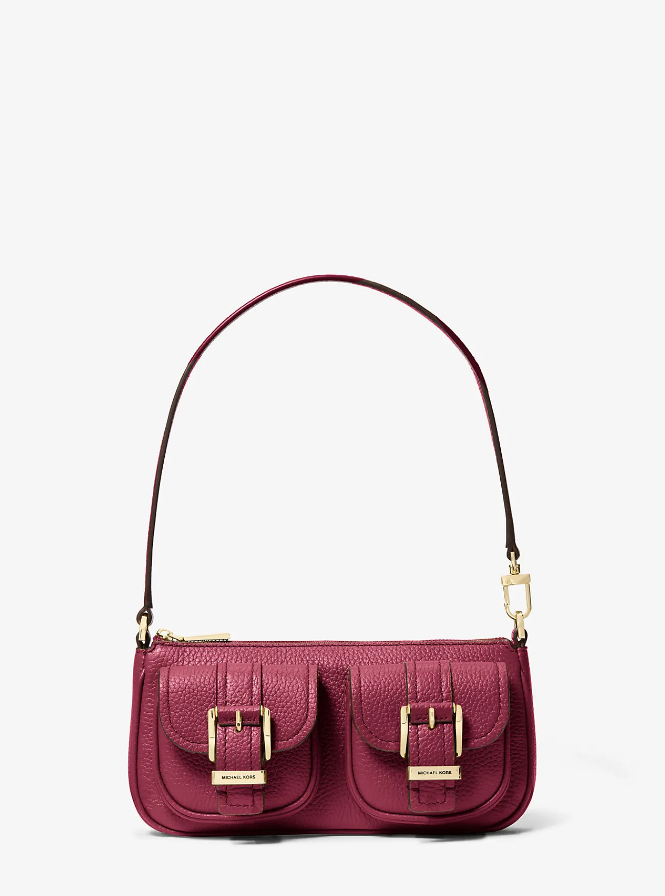 Michael Kors Enveloptas Zoe van getrommeld leer, klein MOERBEI Discount