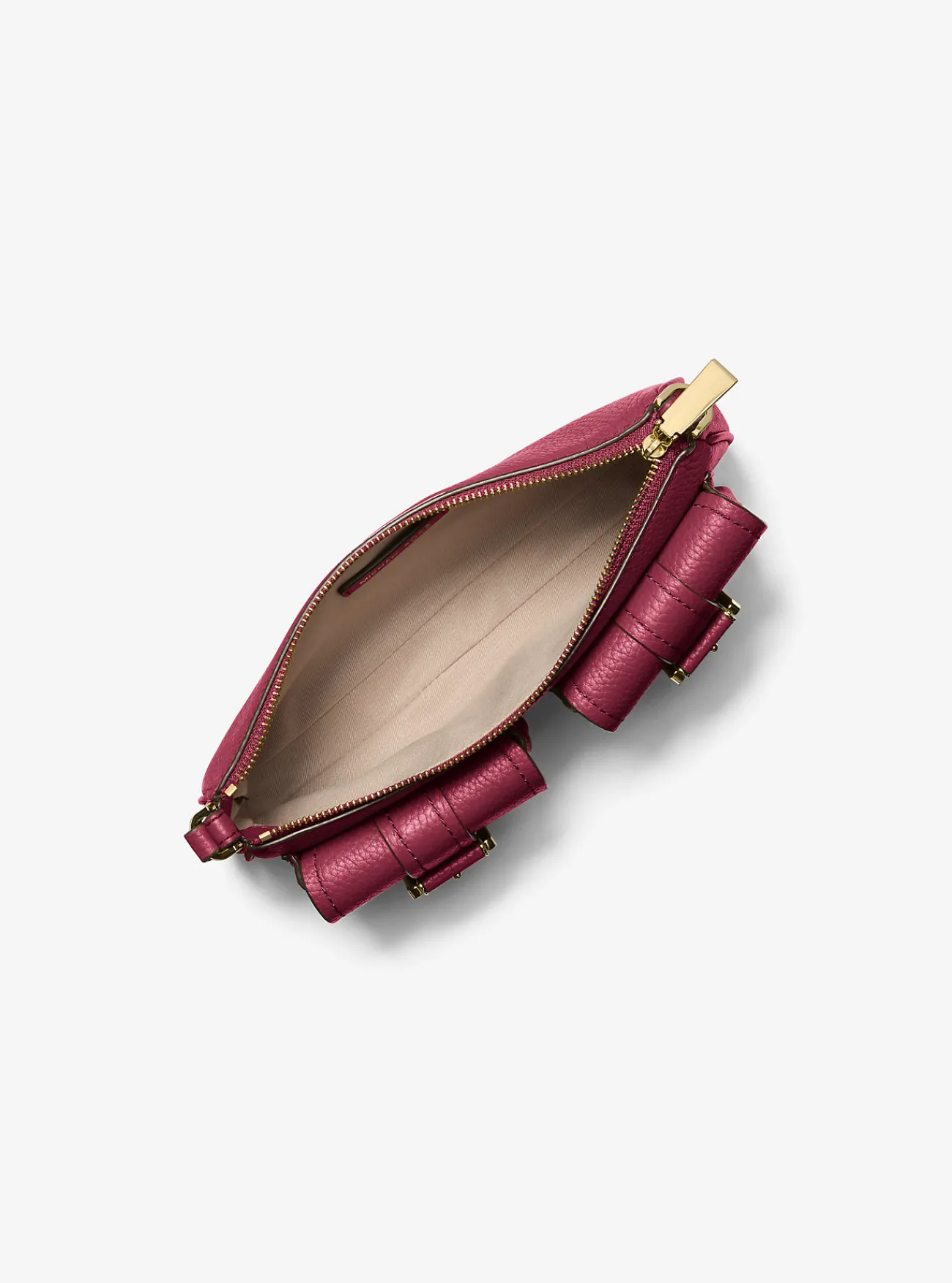 Michael Kors Enveloptas Zoe van getrommeld leer, klein MOERBEI Discount