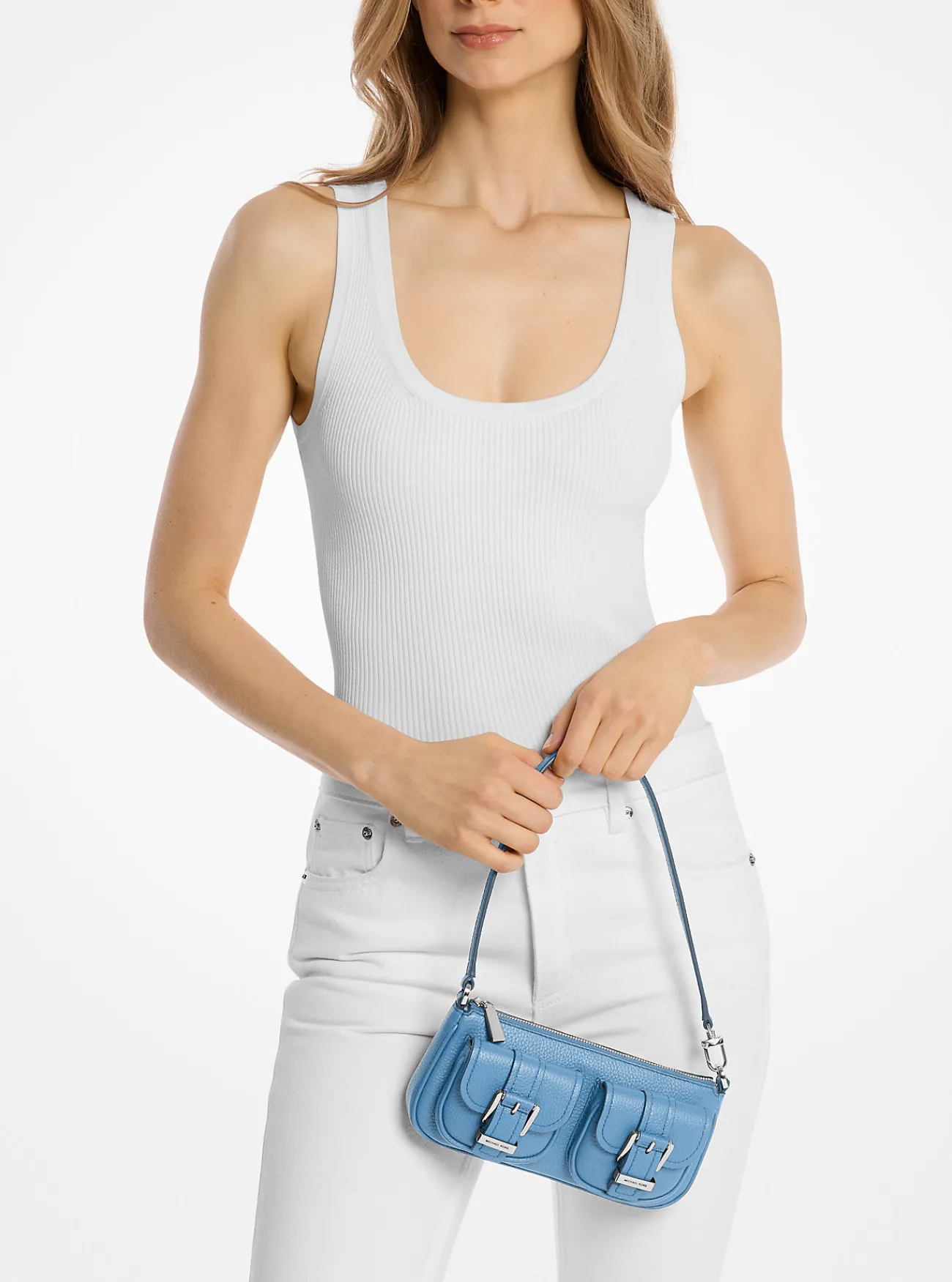 Michael Kors Enveloptas Zoe van getrommeld leer, klein SOUTHPACIFIC Outlet