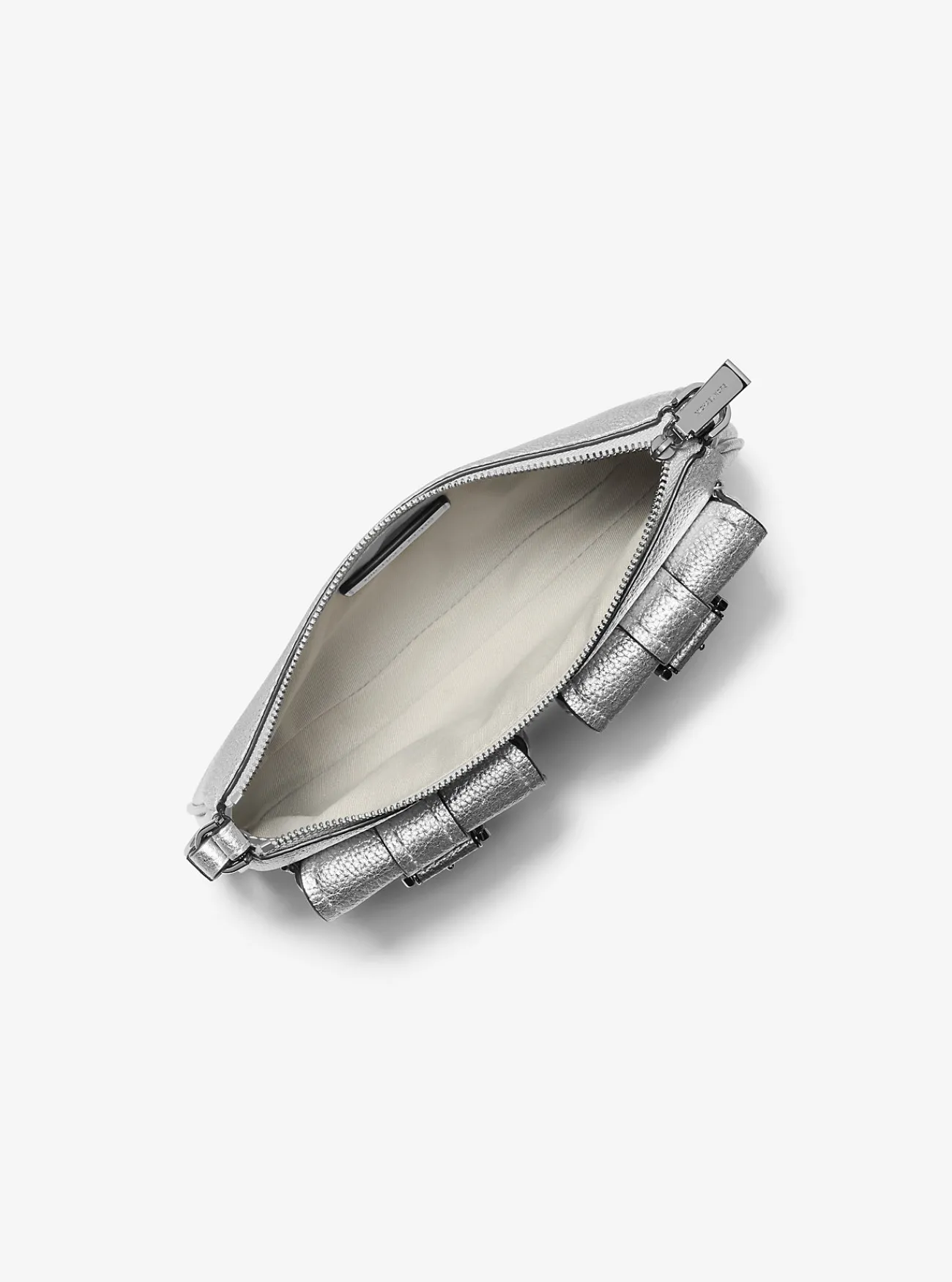 Michael Kors Enveloptas Zoe van metallic leer, klein ZILVER Best