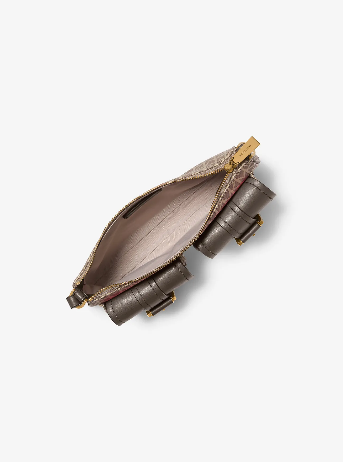 Michael Kors Enveloptas Zoe van MK2000-jacquard met logo, klein NATUREL Online