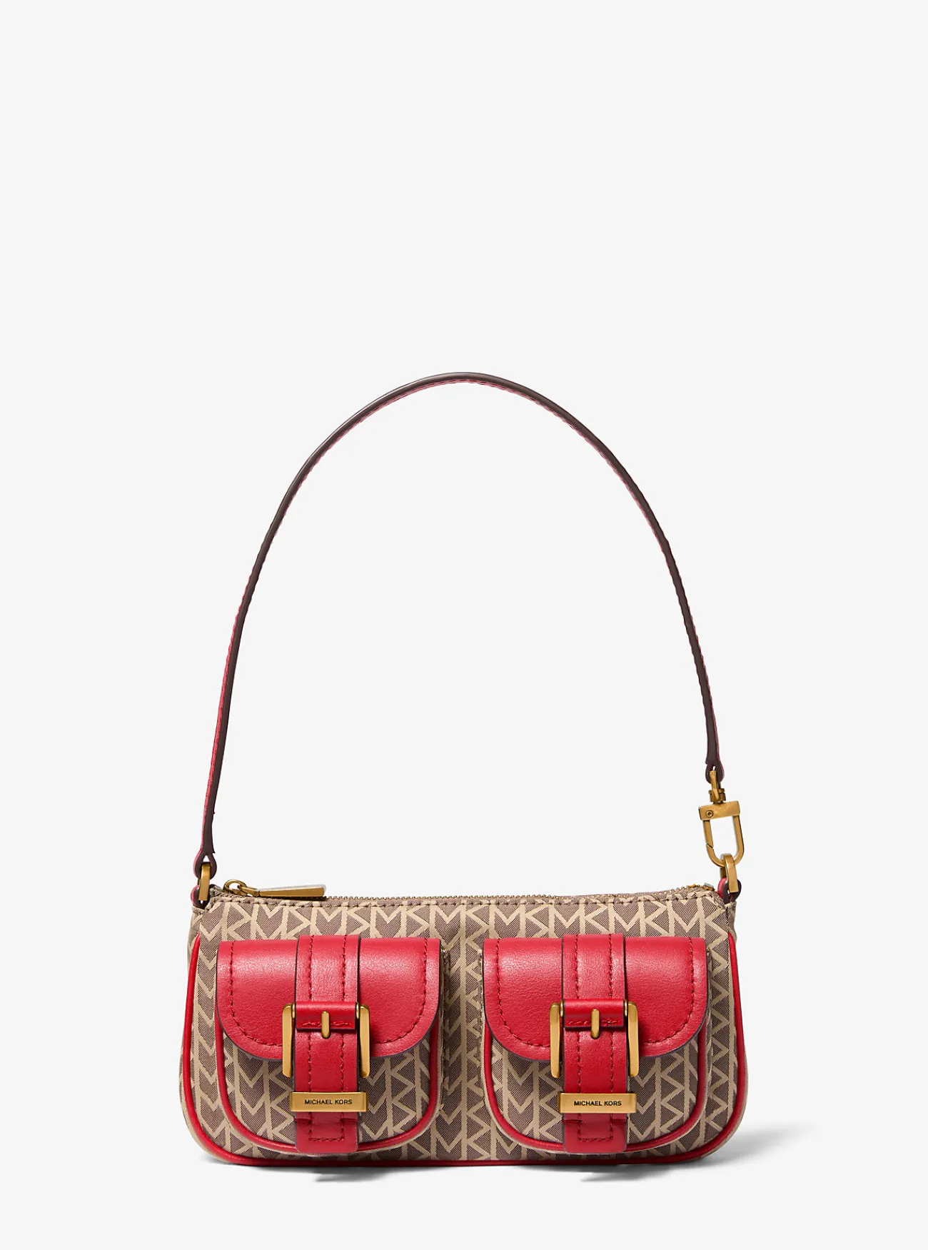 Michael Kors Enveloptas Zoe van MK2000-jacquard met logo, klein KARMOZIJNROODMULTI Best