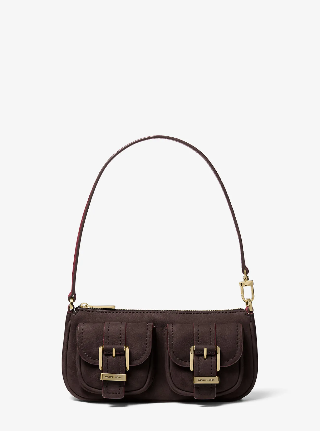 Michael Kors Enveloptas Zoe van su&egrave;de, aanpasbaar en klein CHOCOLADE Discount