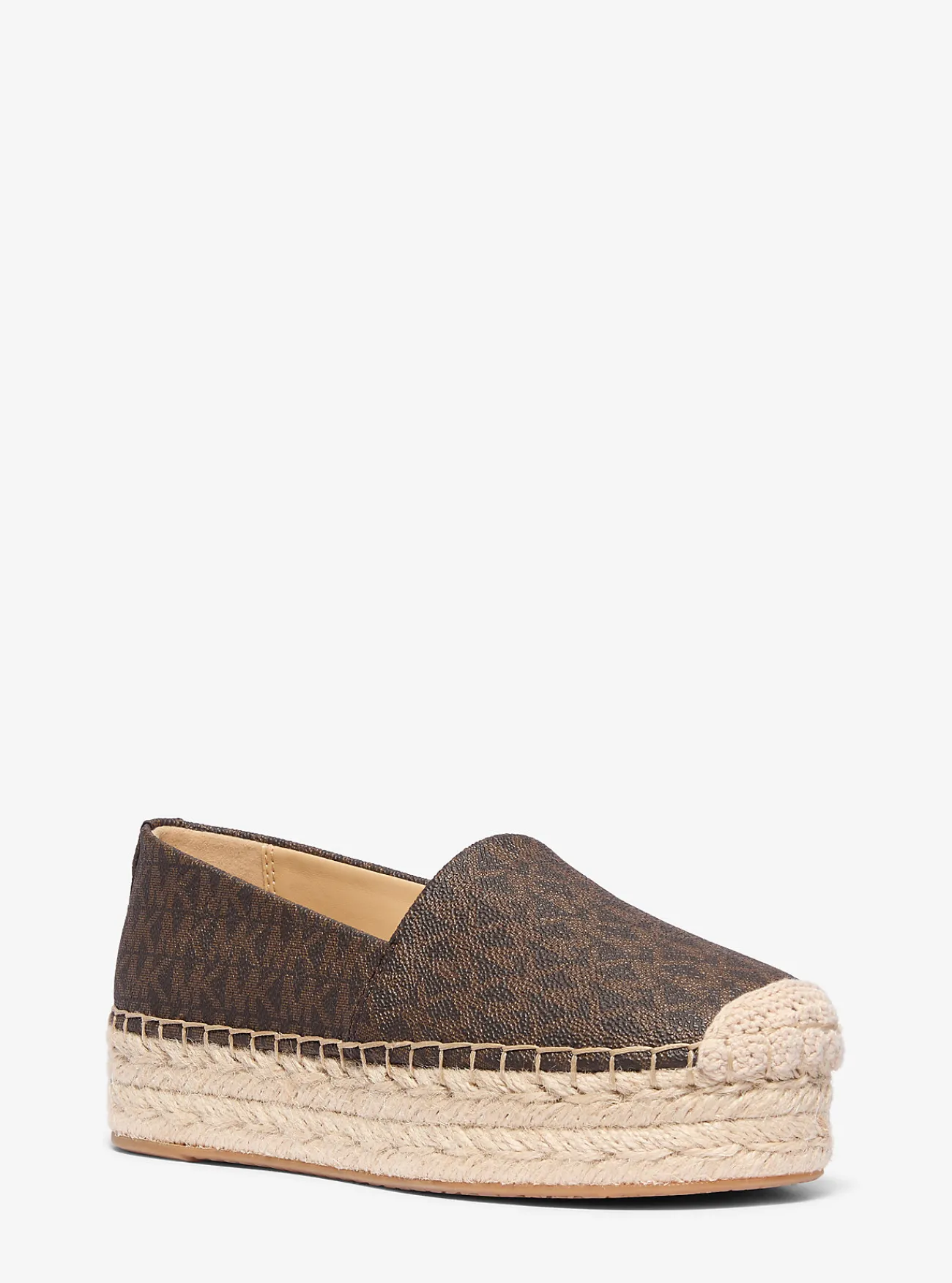 Michael Kors Espadrille Lynn met plateauzool en kenmerkend logo BRUIN Sale